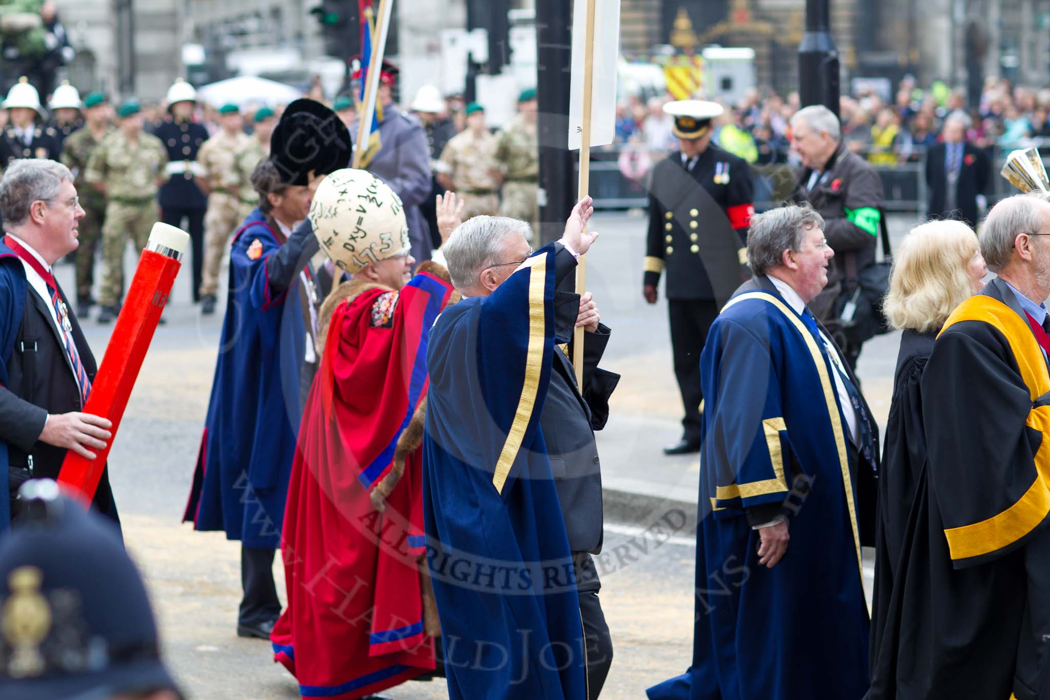 The Lord Mayor's Show 2011: Modern Livery Companies, here the Acuaries on the very left of the photo..
Opposite Mansion House, City of London,
London,
-,
United Kingdom,
on 12 November 2011 at 11:44, image #467