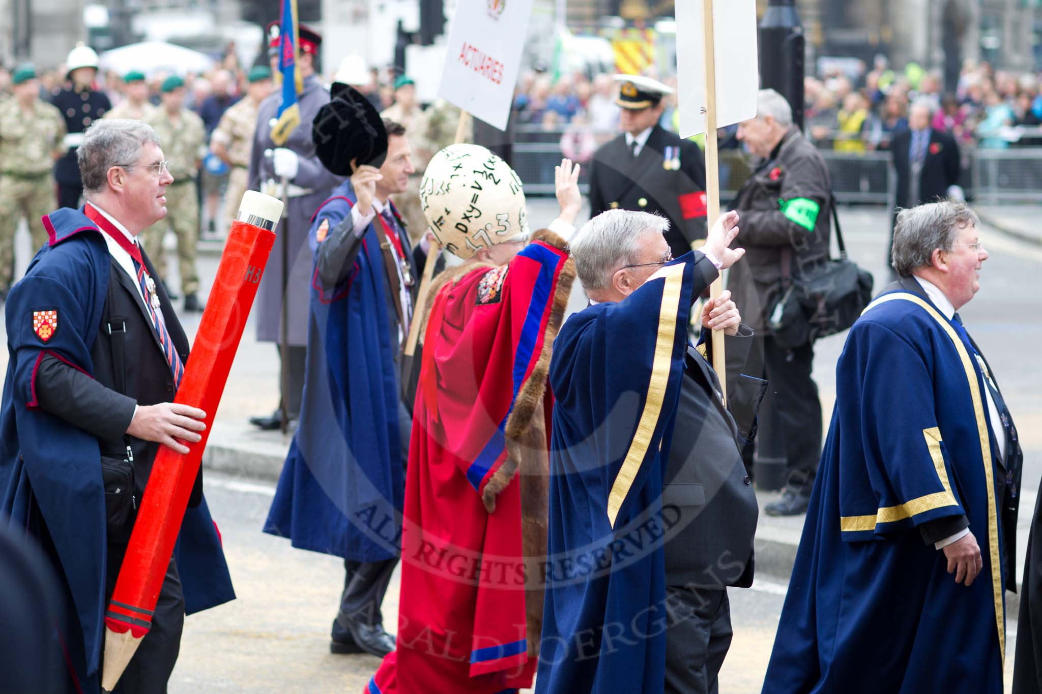 The Lord Mayor's Show 2011: Modern Livery Companies, here the Acuaries on the very left of the photo..
Opposite Mansion House, City of London,
London,
-,
United Kingdom,
on 12 November 2011 at 11:44, image #468