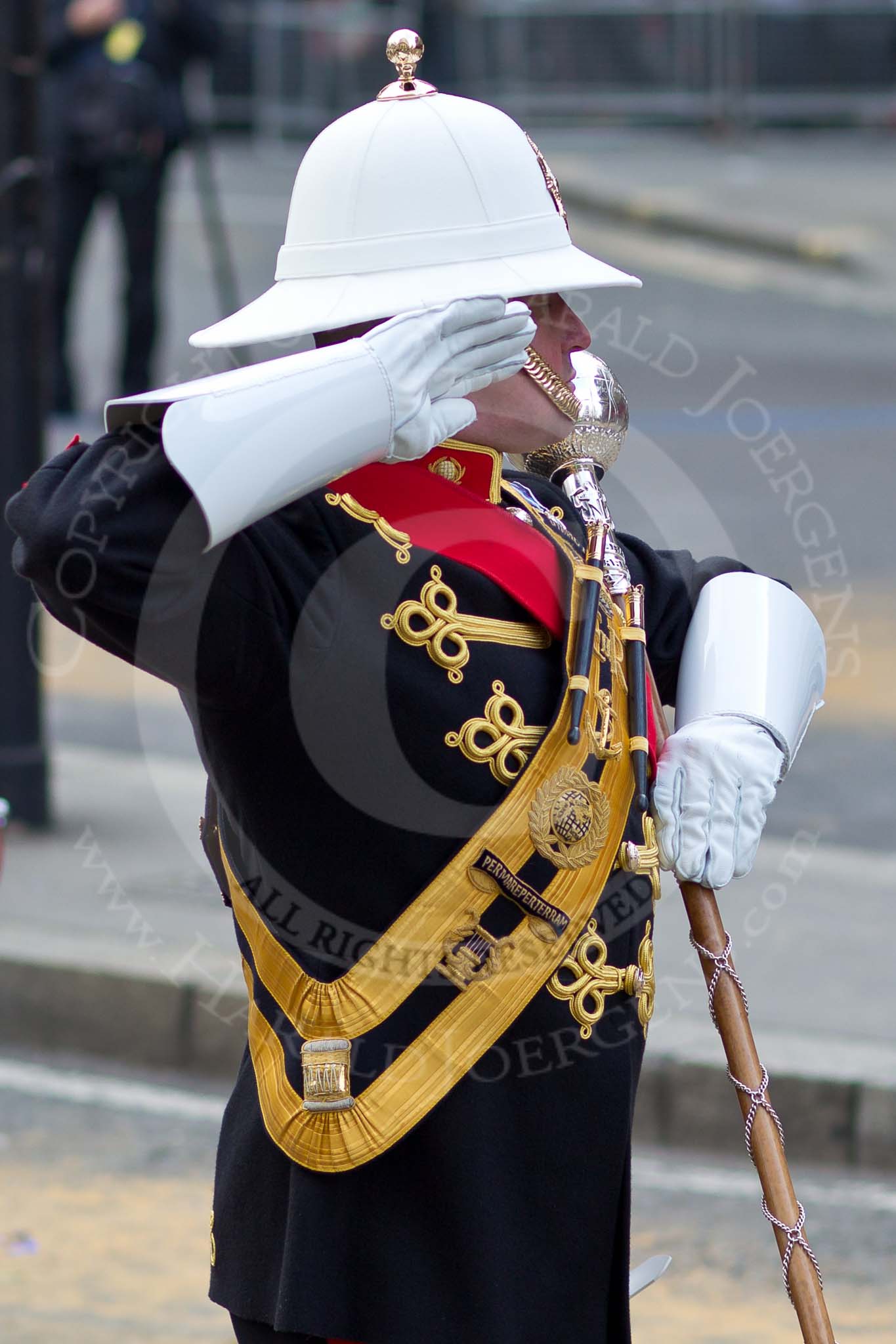 The Lord Mayor's Show 2011: The Royal Marines Band (HMS Collingwood), here the Drum Major..
Opposite Mansion House, City of London,
London,
-,
United Kingdom,
on 12 November 2011 at 11:49, image #510