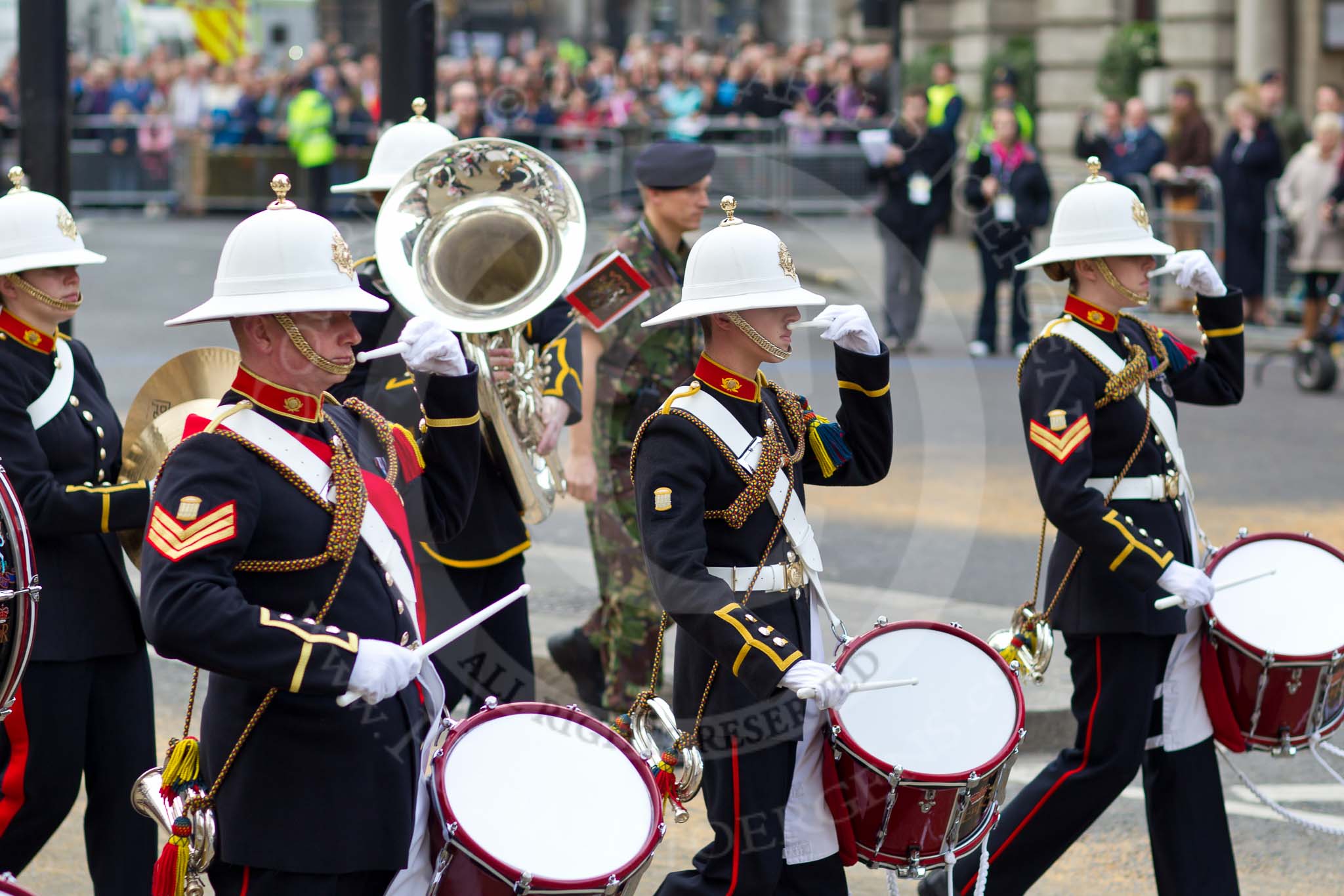 The Lord Mayor's Show 2011: The Royal Marines Band (HMS Collingwood), here the Drum Major..
Opposite Mansion House, City of London,
London,
-,
United Kingdom,
on 12 November 2011 at 11:49, image #511