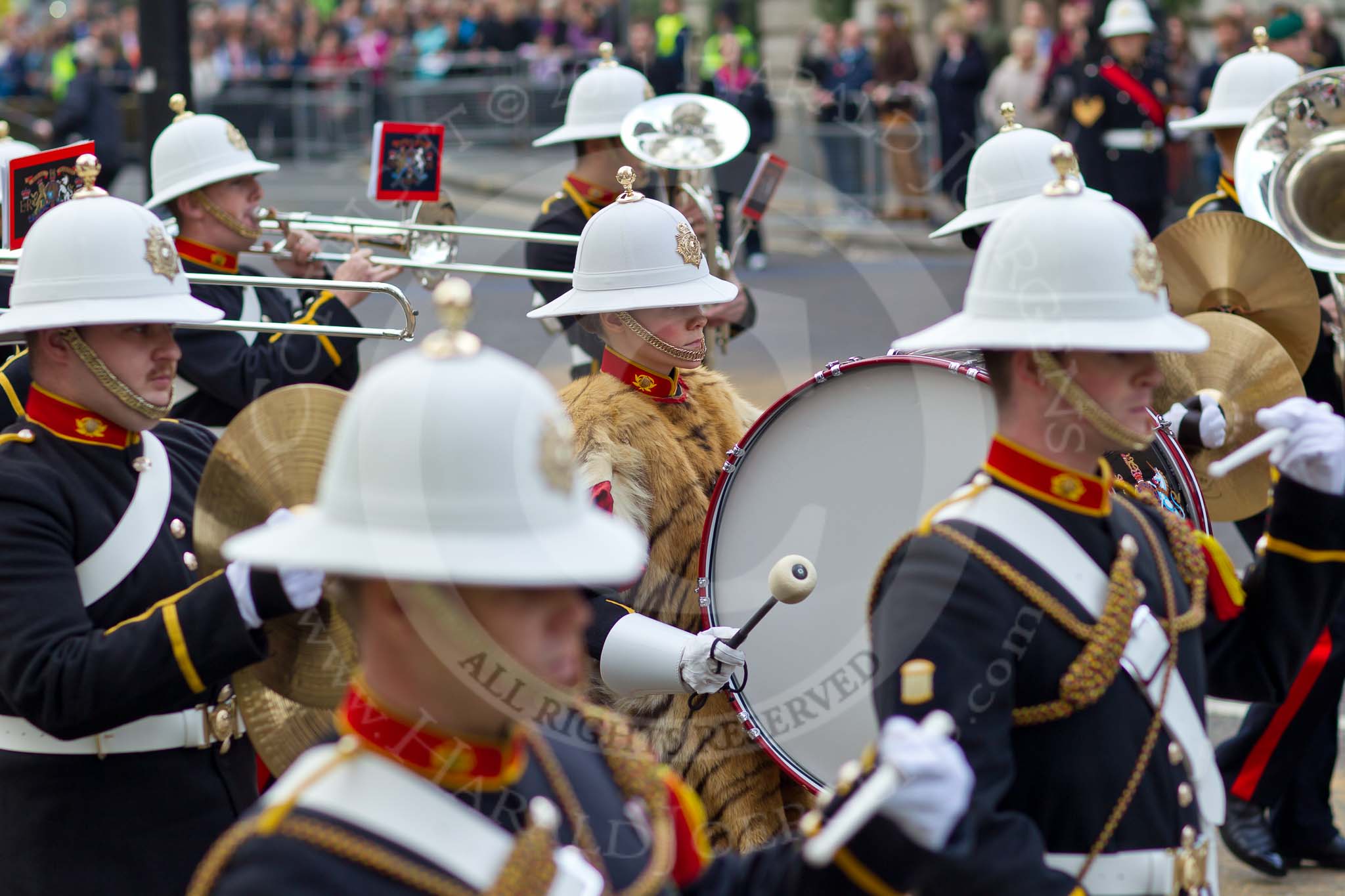 The Lord Mayor's Show 2011: The Royal Marines Band (HMS Collingwood), here the Drum Major..
Opposite Mansion House, City of London,
London,
-,
United Kingdom,
on 12 November 2011 at 11:49, image #512