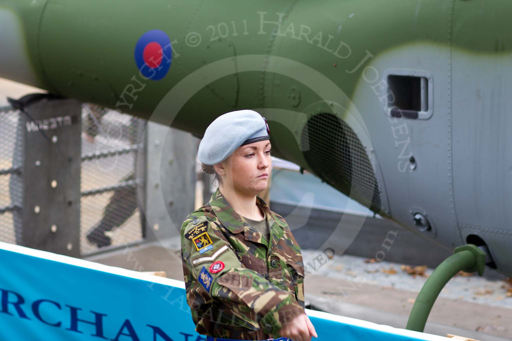 The Lord Mayor's Show 2011: The Worshipful Company of Merchant Taylors, affiliated with the Army Air Corps from Middle Wallop, here with a Lynx helicopter..
Opposite Mansion House, City of London,
London,
-,
United Kingdom,
on 12 November 2011 at 11:56, image #565