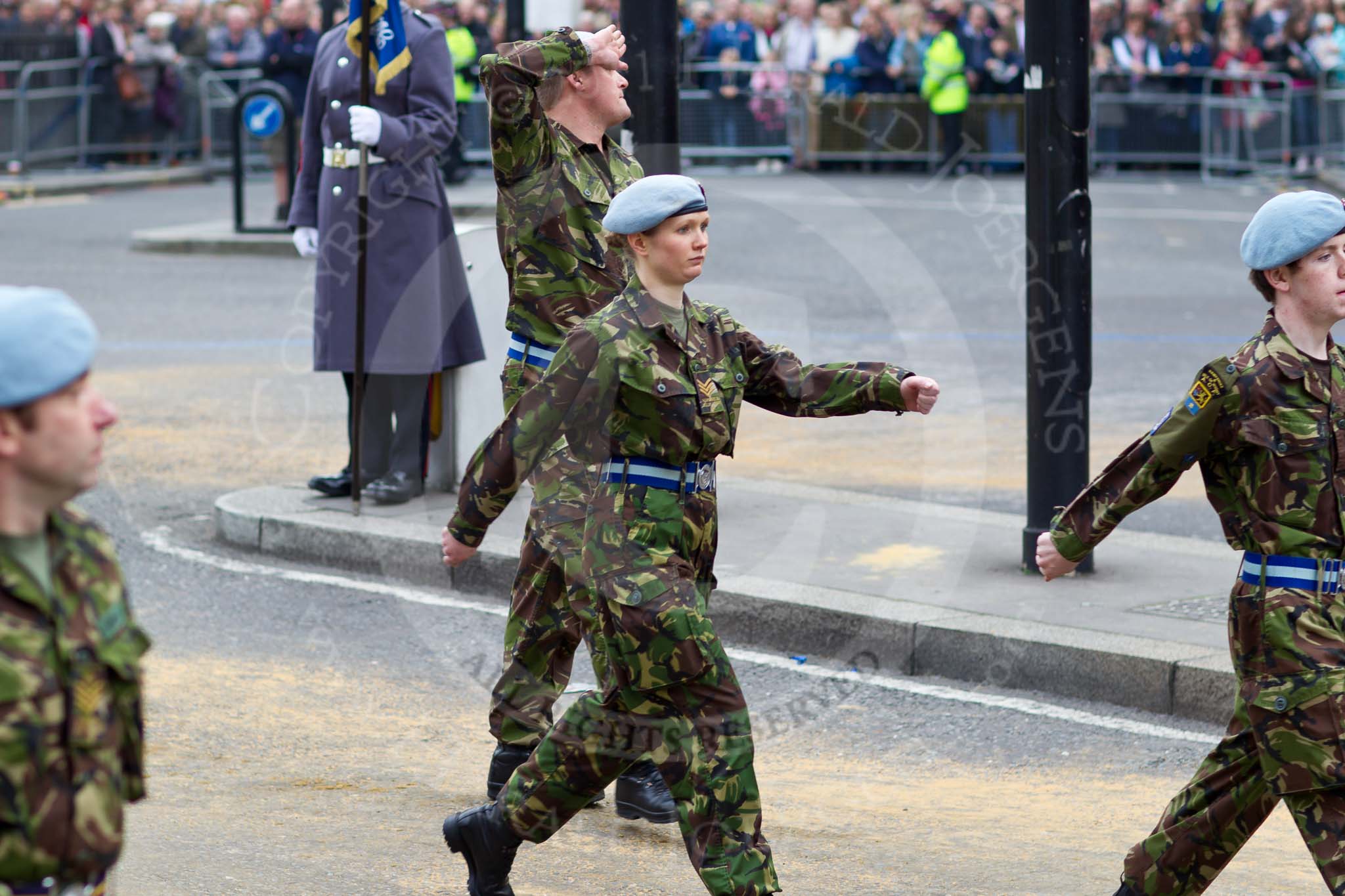 The Lord Mayor's Show 2011: The Worshipful Company of Merchant Taylors, affiliated with the Army Air Corps..
Opposite Mansion House, City of London,
London,
-,
United Kingdom,
on 12 November 2011 at 11:56, image #568