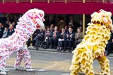 The Lord Mayor's Show 2011: The Hong Kong Government (http://hketolondon.gov.hk/), two dragons in front of Mansion House..
Opposite Mansion House, City of London,
London,
-,
United Kingdom,
on 12 November 2011 at 11:24, image #248