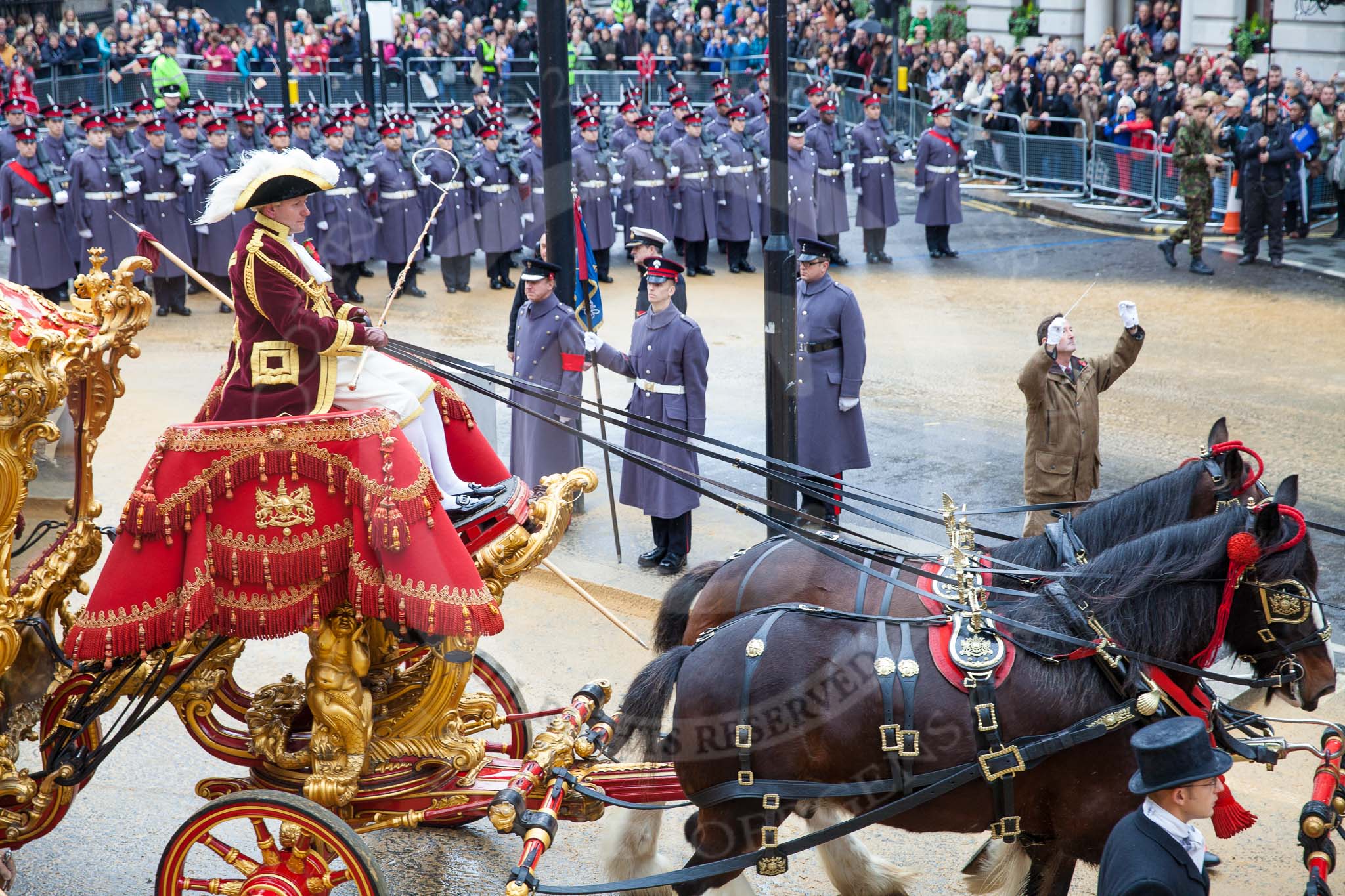 Lord Mayor's Show 2012.
Press stand opposite Mansion House, City of London,
London,
Greater London,
United Kingdom,
on 10 November 2012 at 10:49, image #124