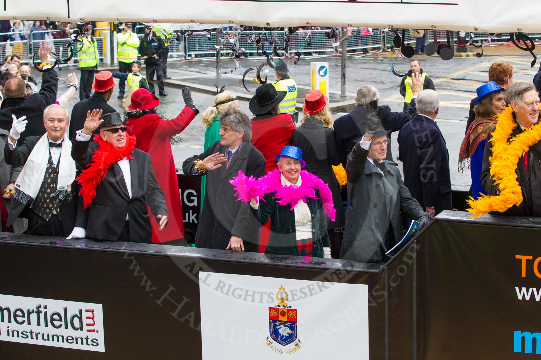 Lord Mayor's Show 2012: Entry 3, Worshupful Company of Musicians..
Press stand opposite Mansion House, City of London,
London,
Greater London,
United Kingdom,
on 10 November 2012 at 11:00, image #189