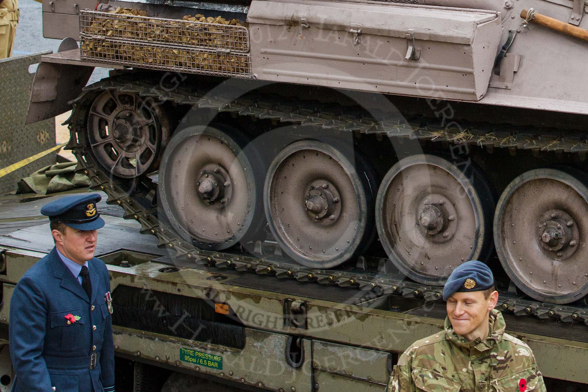 Lord Mayor's Show 2012: Entry 18 - RAF, the Royal Air Force, with a Scorion Reconnaissance Vehicle on a low loader..
Press stand opposite Mansion House, City of London,
London,
Greater London,
United Kingdom,
on 10 November 2012 at 11:08, image #341