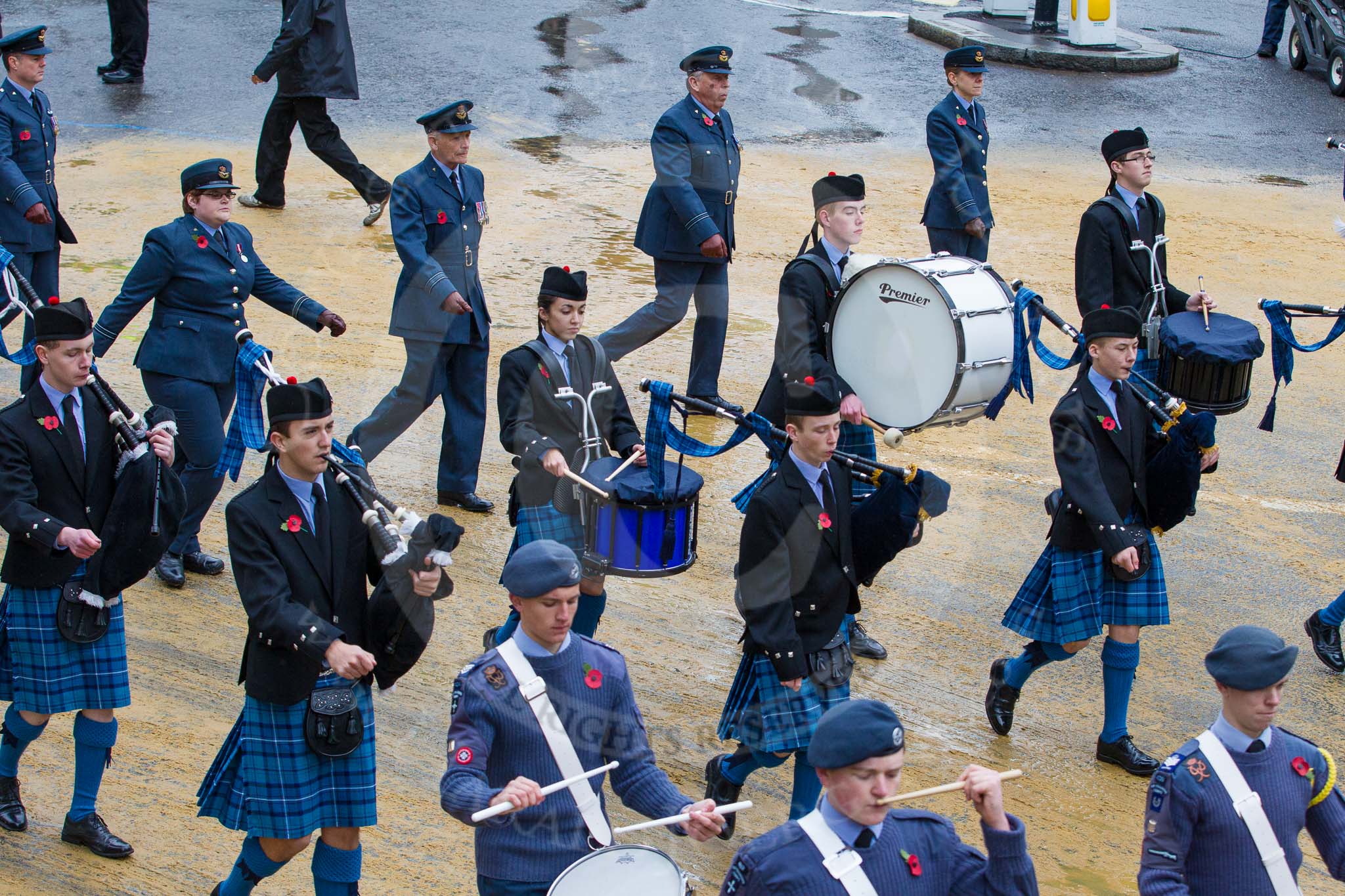 Lord Mayor's Show 2012: Entry 23 - Air Training Corps Band, RAF Cadets from the London and South East Region (LASER) of Air Cadets and entry 24 - Air Training Corps..
Press stand opposite Mansion House, City of London,
London,
Greater London,
United Kingdom,
on 10 November 2012 at 11:10, image #396