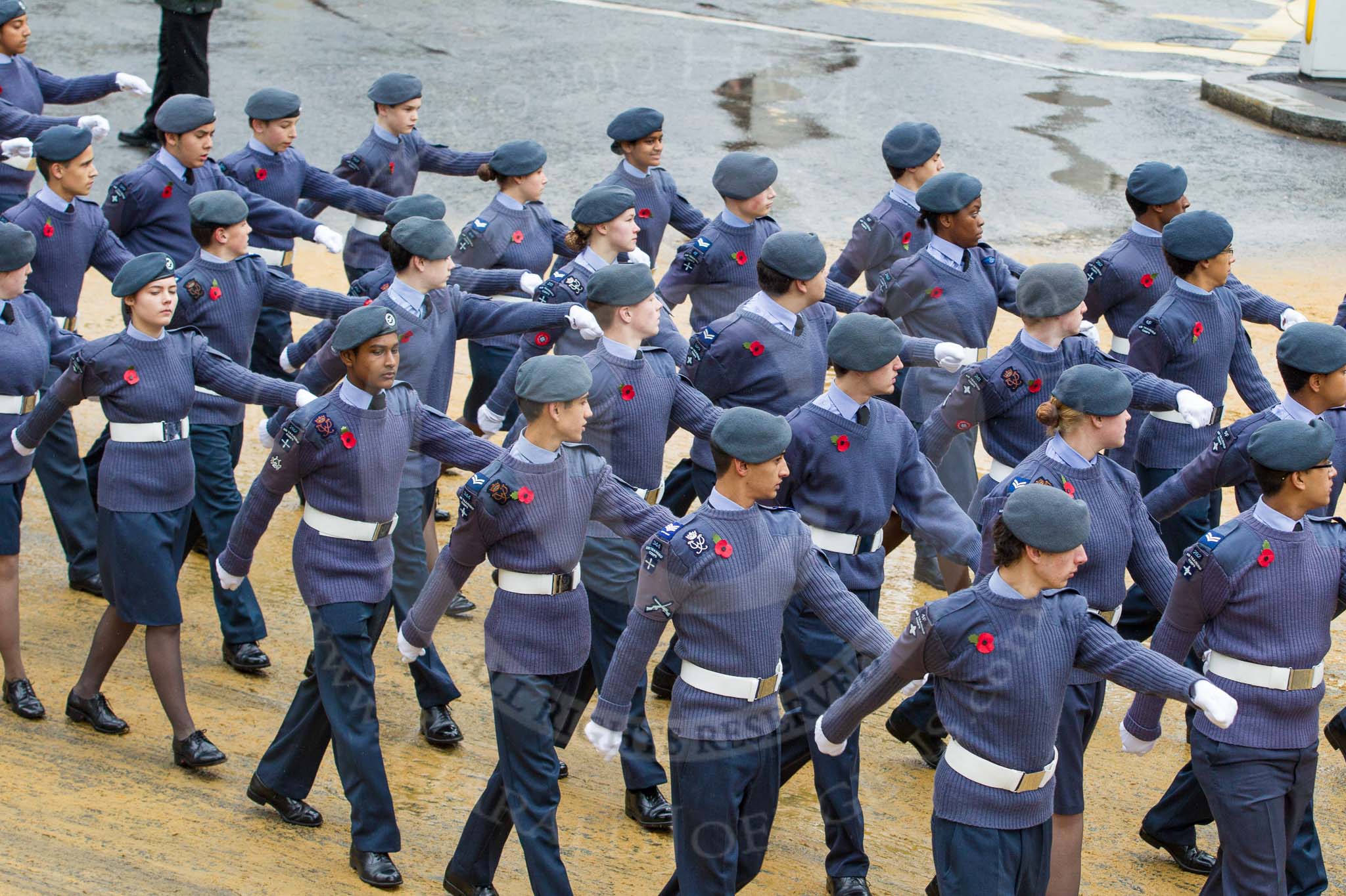 Lord Mayor's Show 2012: Entry 24 - Air Training Corps, the Air Cadets is the world's largest youth air training organisation..
Press stand opposite Mansion House, City of London,
London,
Greater London,
United Kingdom,
on 10 November 2012 at 11:10, image #401