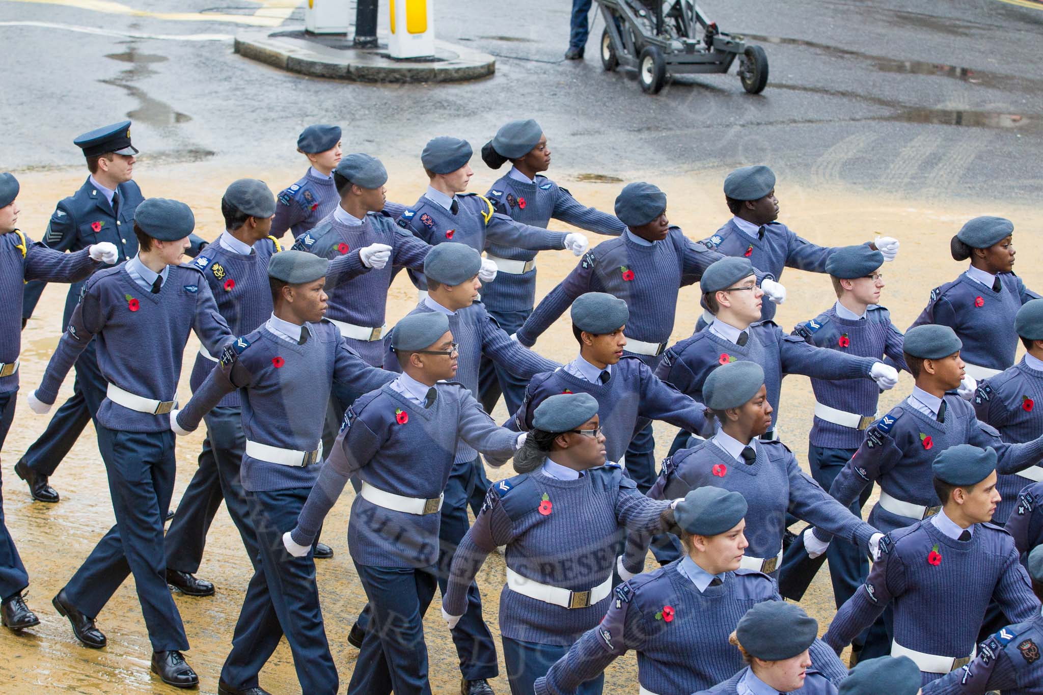 Lord Mayor's Show 2012: Entry 24 - Air Training Corps, the Air Cadets is the world's largest youth air training organisation..
Press stand opposite Mansion House, City of London,
London,
Greater London,
United Kingdom,
on 10 November 2012 at 11:10, image #404