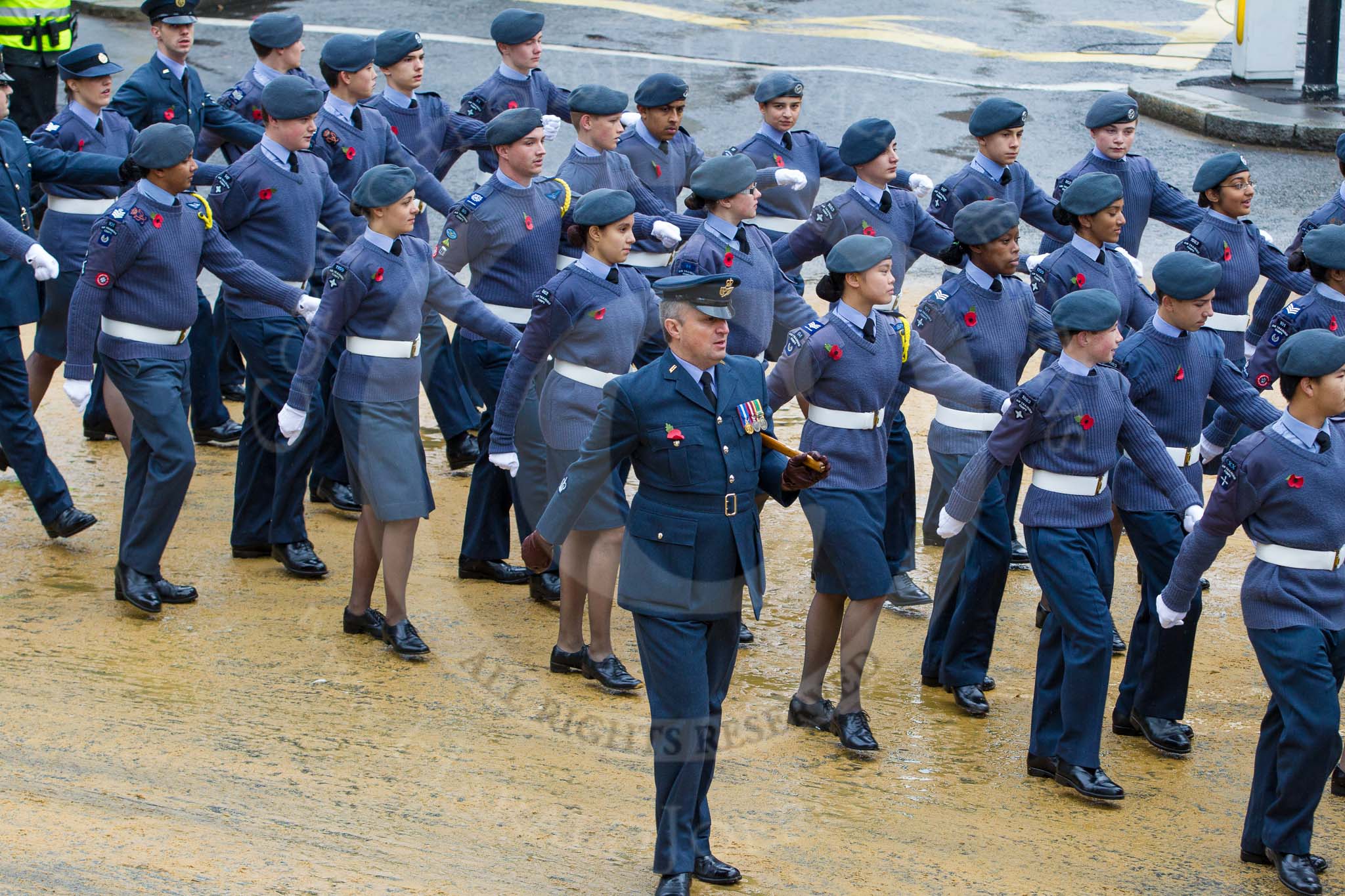 Lord Mayor's Show 2012: Entry 24 - Air Training Corps, the Air Cadets is the world's largest youth air training organisation..
Press stand opposite Mansion House, City of London,
London,
Greater London,
United Kingdom,
on 10 November 2012 at 11:11, image #416