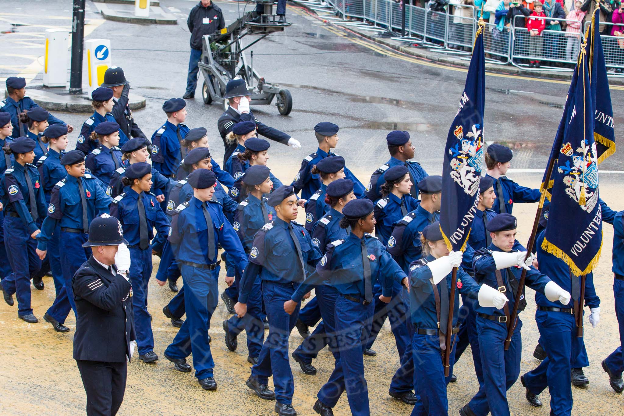 Lord Mayor's Show 2012: Entry 27 - Volunteer Police Cadets..
Press stand opposite Mansion House, City of London,
London,
Greater London,
United Kingdom,
on 10 November 2012 at 11:12, image #441
