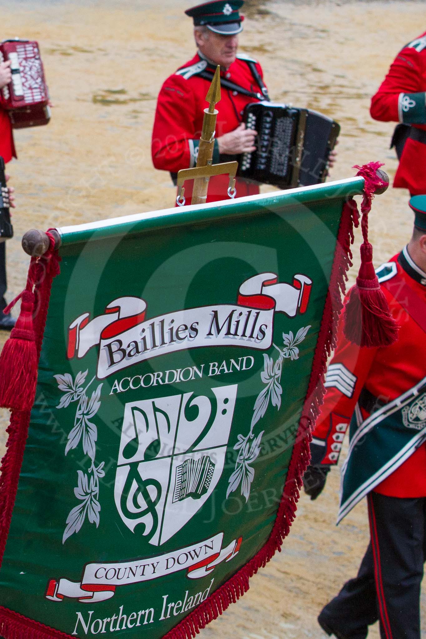 Lord Mayor's Show 2012: Entry 35 - Baillies Mill Accordion Band from County Down in Northern Ireland..
Press stand opposite Mansion House, City of London,
London,
Greater London,
United Kingdom,
on 10 November 2012 at 11:15, image #536