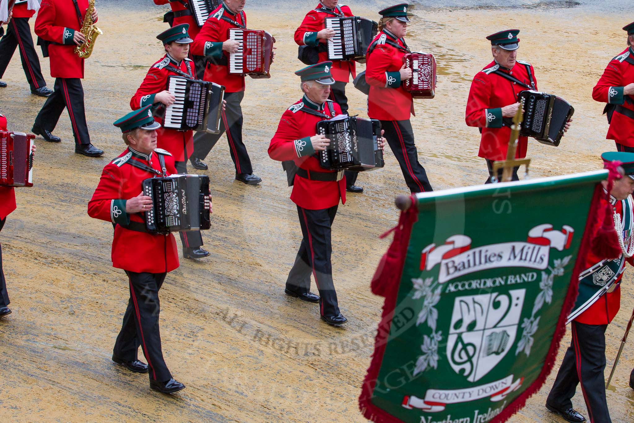 Lord Mayor's Show 2012: Entry 35 - Baillies Mill Accordion Band from County Down in Northern Ireland..
Press stand opposite Mansion House, City of London,
London,
Greater London,
United Kingdom,
on 10 November 2012 at 11:15, image #537