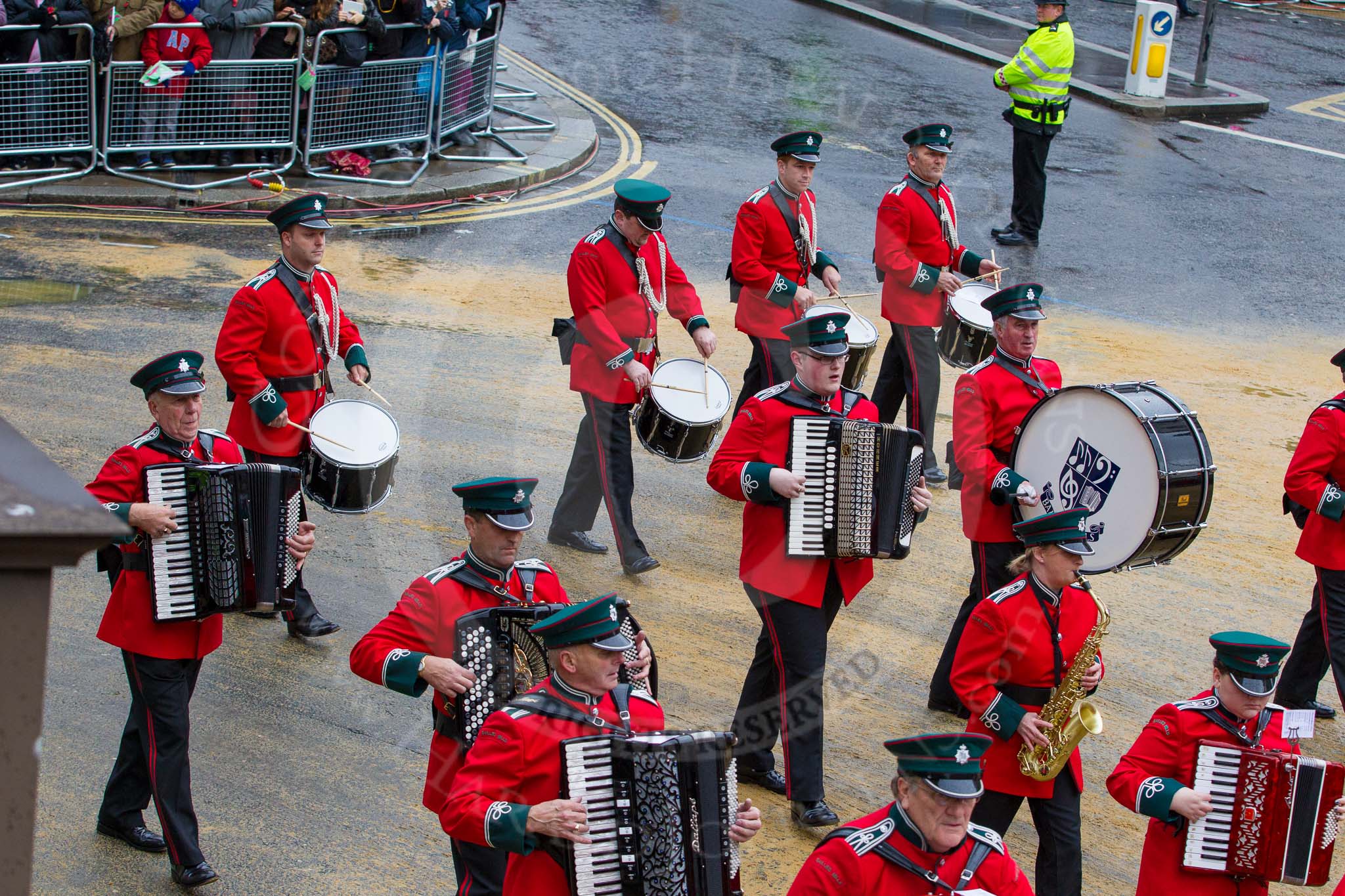Lord Mayor's Show 2012: Entry 35 - Baillies Mill Accordion Band from County Down in Northern Ireland..
Press stand opposite Mansion House, City of London,
London,
Greater London,
United Kingdom,
on 10 November 2012 at 11:15, image #541