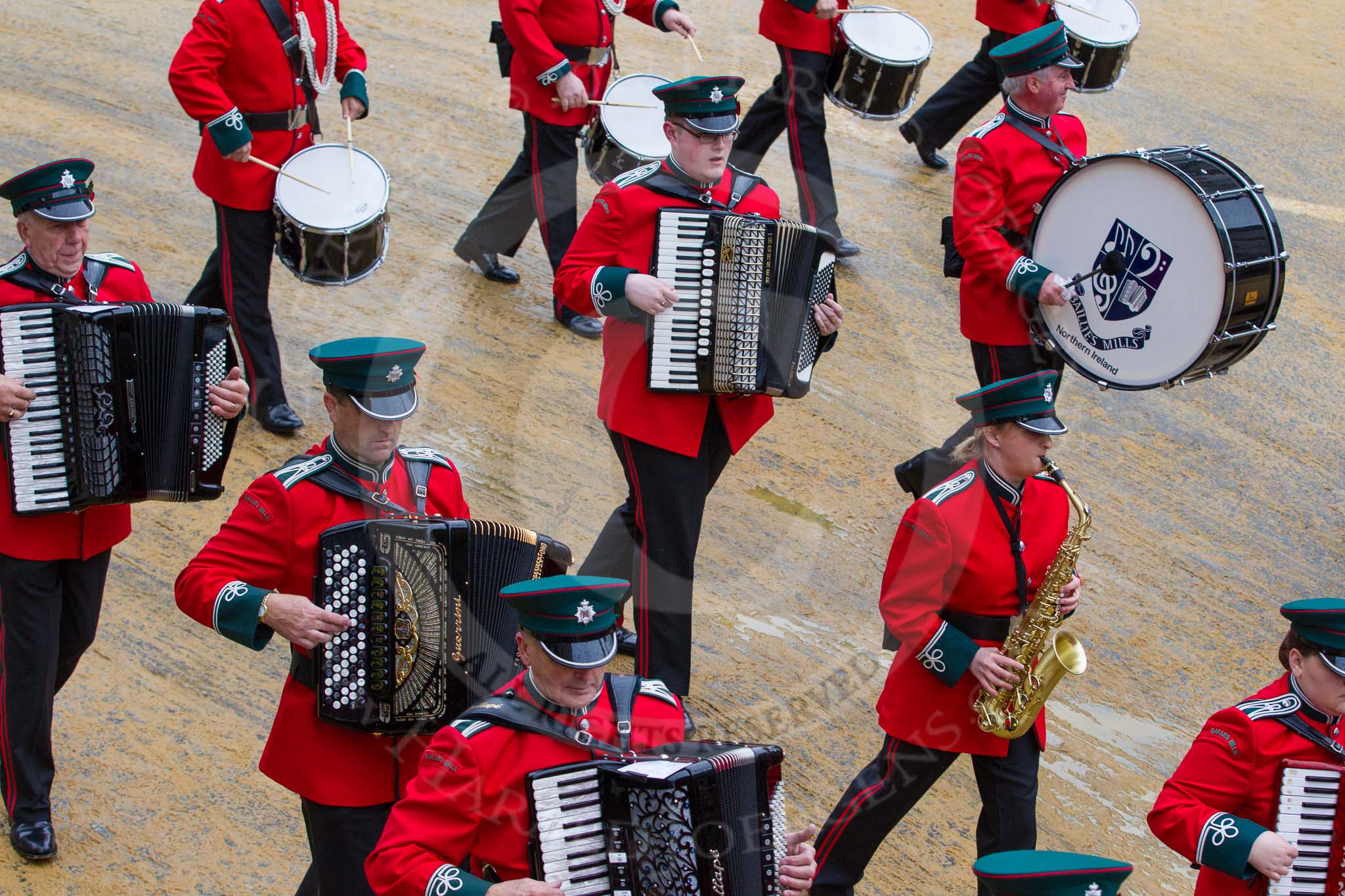 Lord Mayor's Show 2012: Entry 35 - Baillies Mill Accordion Band from County Down in Northern Ireland..
Press stand opposite Mansion House, City of London,
London,
Greater London,
United Kingdom,
on 10 November 2012 at 11:15, image #542