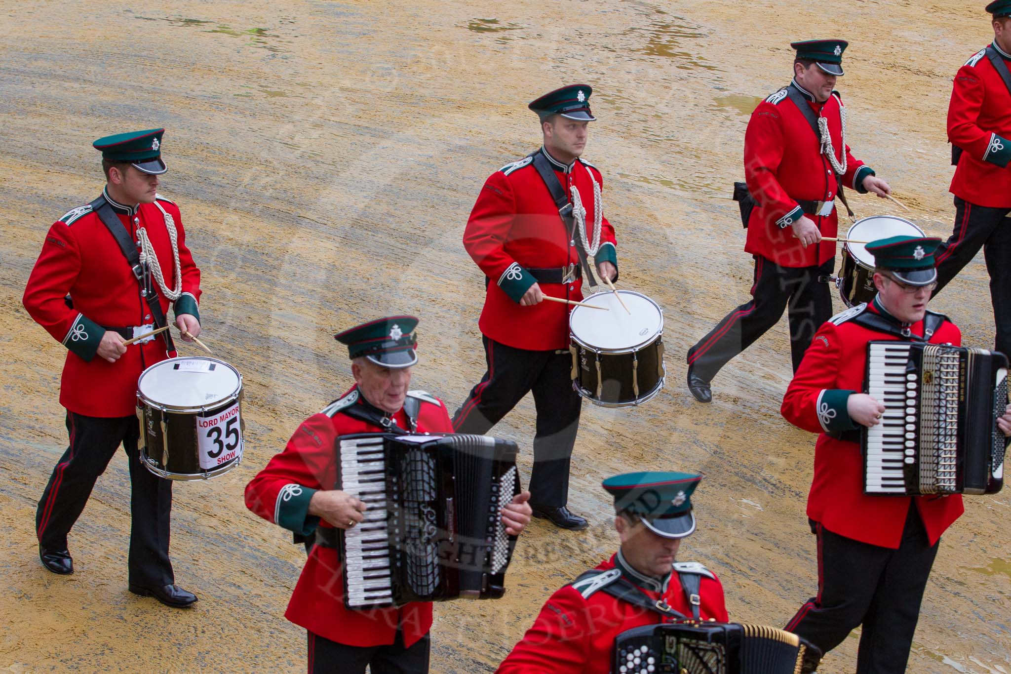 Lord Mayor's Show 2012: Entry 35 - Baillies Mill Accordion Band from County Down in Northern Ireland..
Press stand opposite Mansion House, City of London,
London,
Greater London,
United Kingdom,
on 10 November 2012 at 11:15, image #543