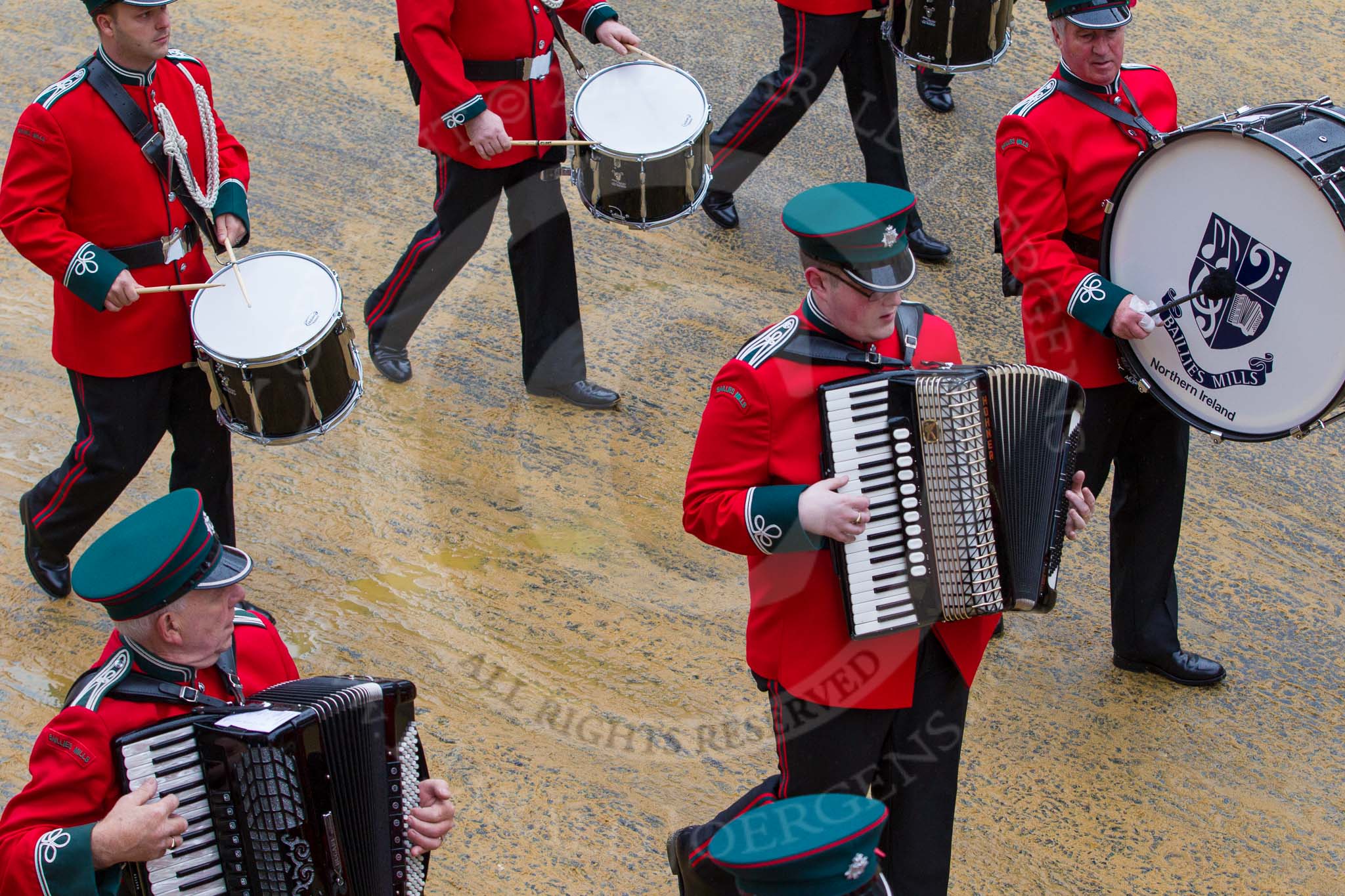 Lord Mayor's Show 2012: Entry 35 - Baillies Mill Accordion Band from County Down in Northern Ireland..
Press stand opposite Mansion House, City of London,
London,
Greater London,
United Kingdom,
on 10 November 2012 at 11:15, image #544