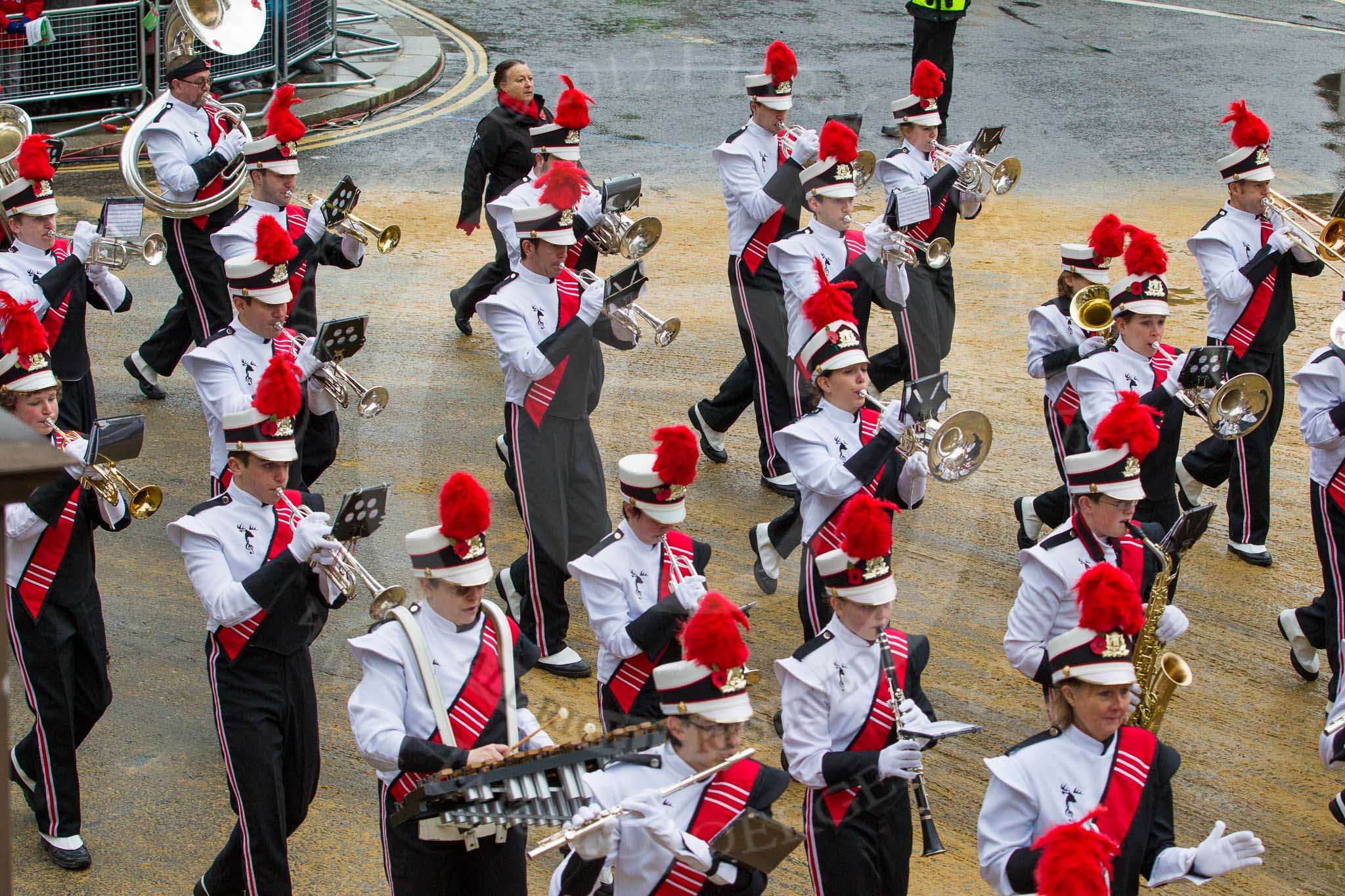 Photo 1211101118211D45865HaraldJoergens Lord Mayor's Show 2012: Entry 42 - Hertfordshire Showband, one of the most successful UK showbands: www.hertfordshire-showband.org..
Press stand opposite Mansion House, City of London,
London,
Greater London,
United Kingdom,
on 10 November 2012 at 11:18, image #595