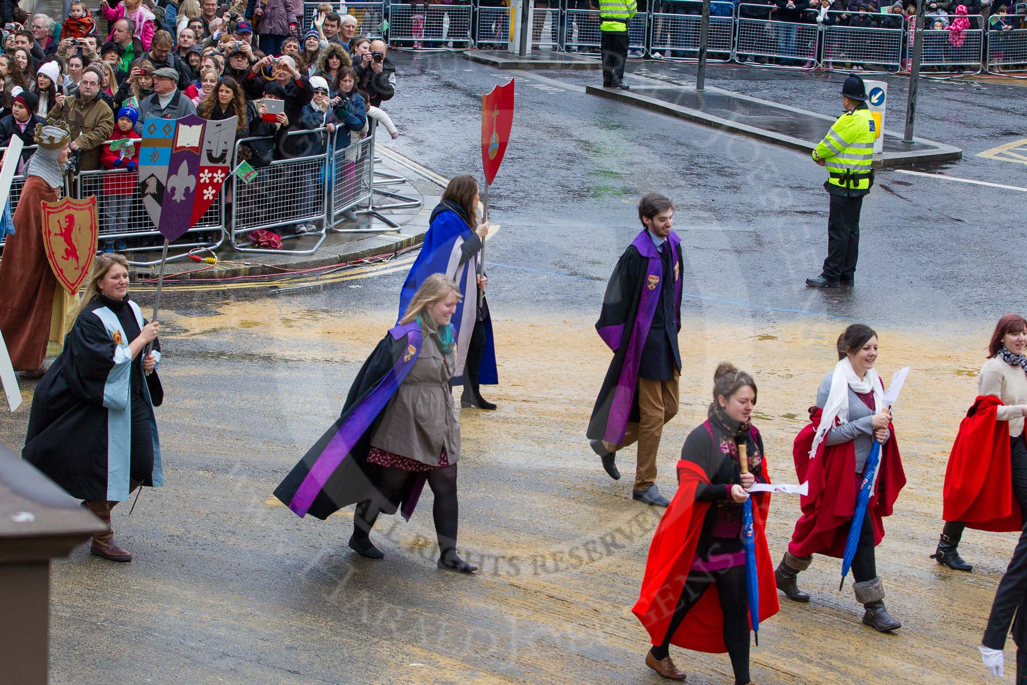 Lord Mayor's Show 2012: Entry 46 - University of St Andrews, celebrating its 600th anniversary..
Press stand opposite Mansion House, City of London,
London,
Greater London,
United Kingdom,
on 10 November 2012 at 11:19, image #629