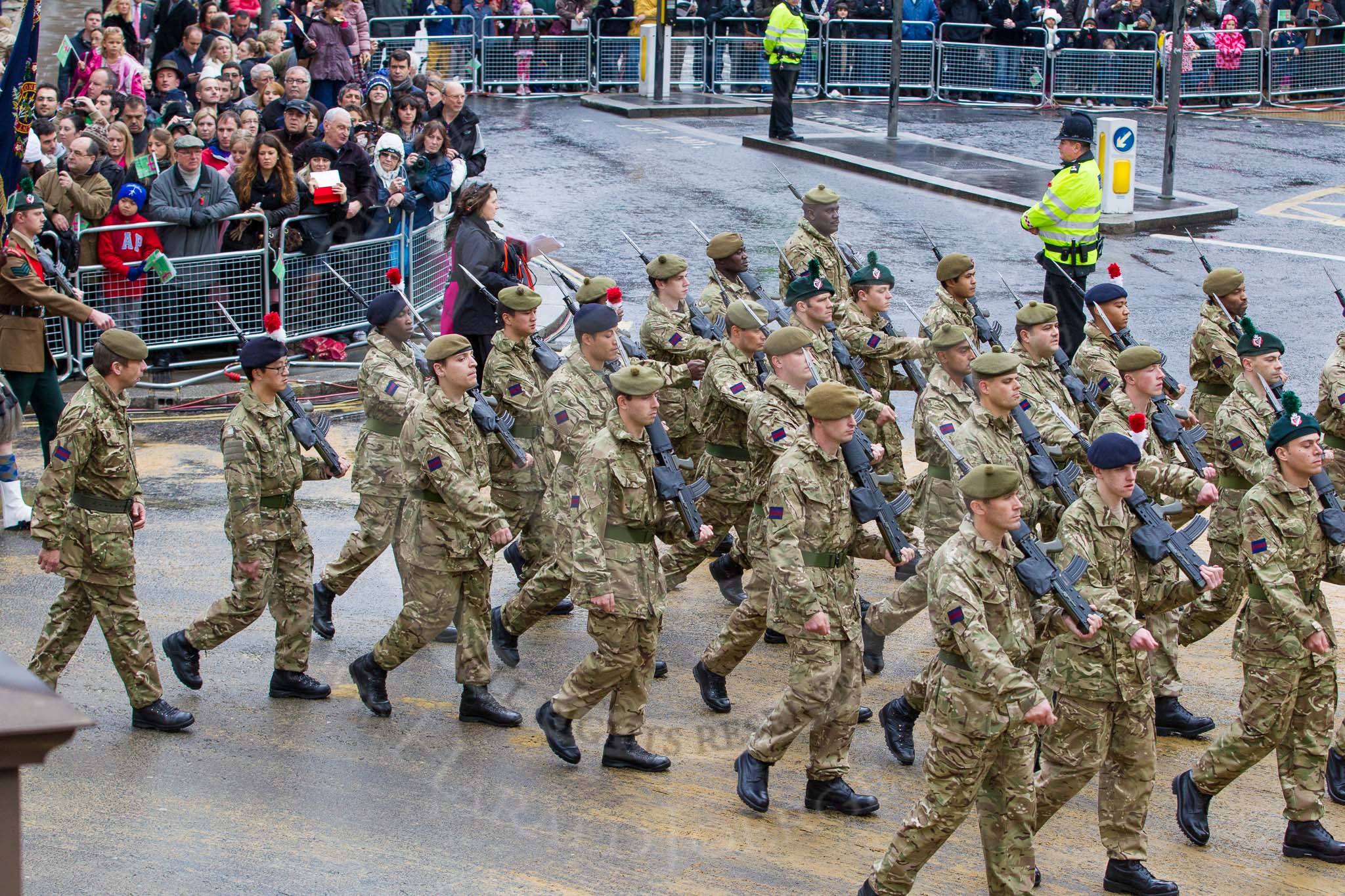 Lord Mayor's Show 2012: Entry 48 - The London Regiment, the only TA infantry battalion based in London..
Press stand opposite Mansion House, City of London,
London,
Greater London,
United Kingdom,
on 10 November 2012 at 11:21, image #671