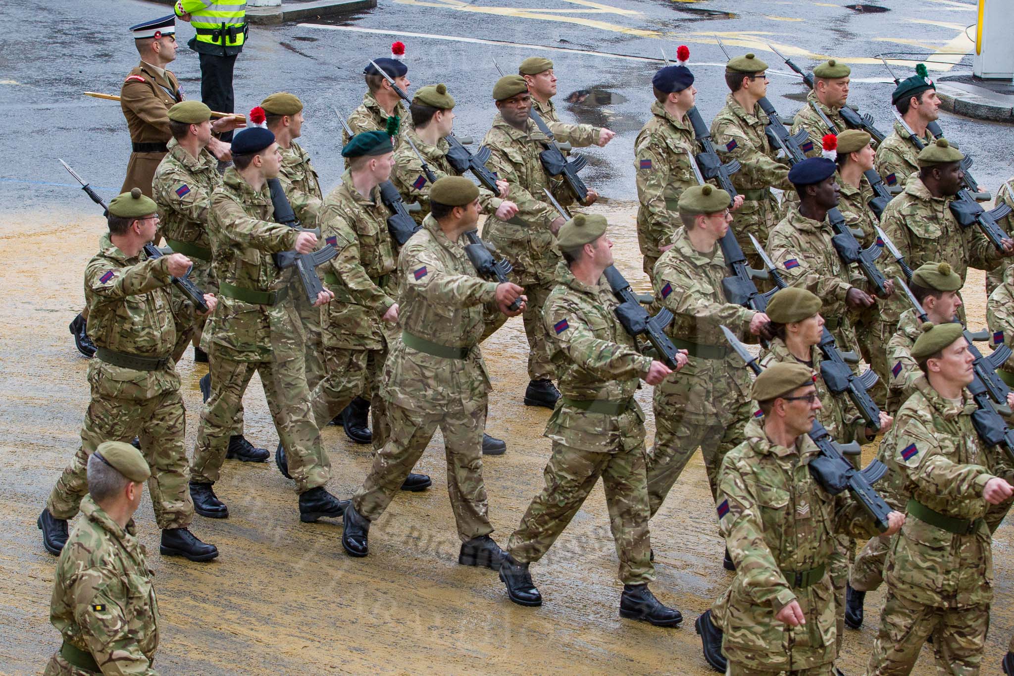 Lord Mayor's Show 2012: Entry 48 - The London Regiment, the only TA infantry battalion based in London..
Press stand opposite Mansion House, City of London,
London,
Greater London,
United Kingdom,
on 10 November 2012 at 11:21, image #679