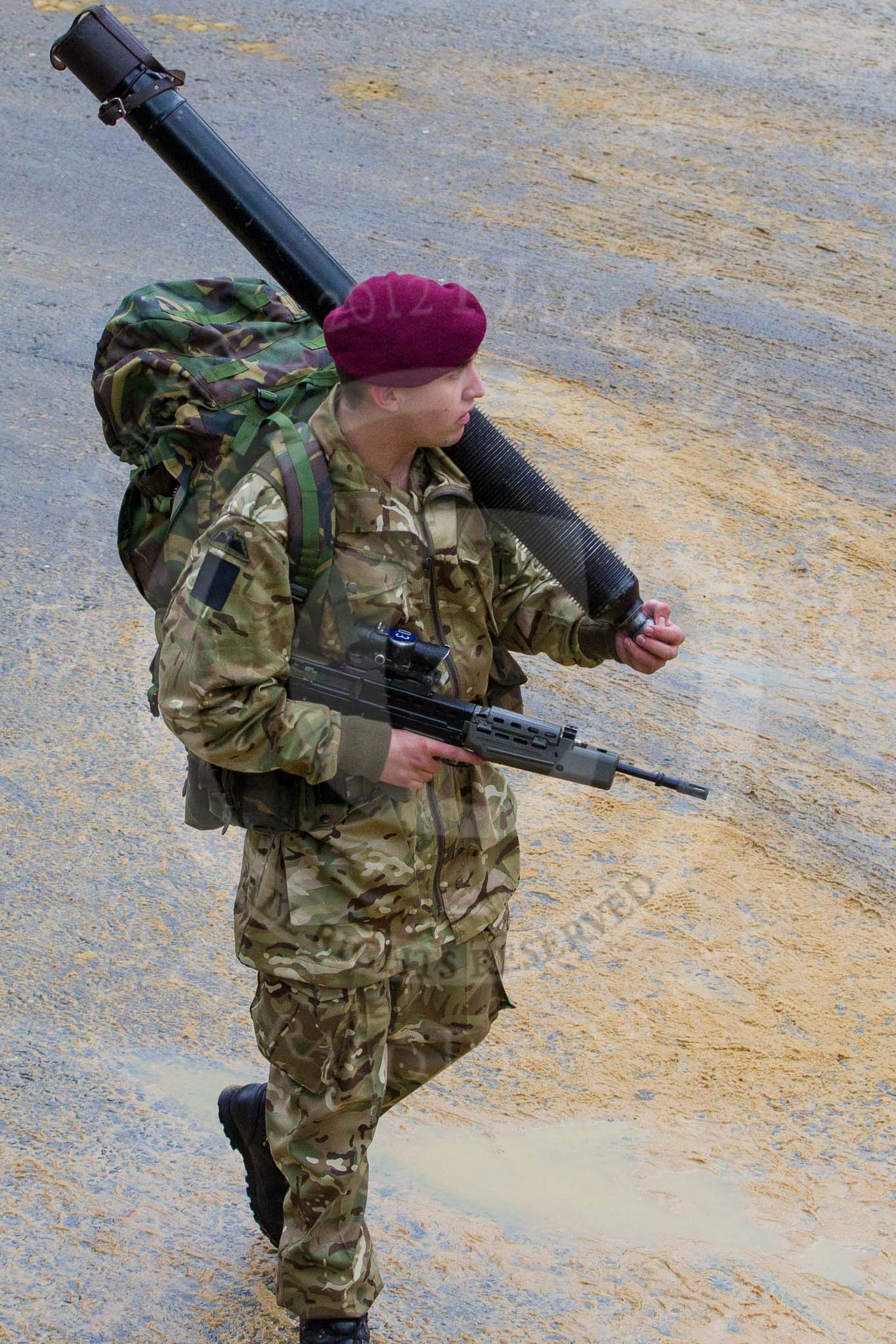 Lord Mayor's Show 2012: Entry 49 B Coy, 4 PARA. B Company, 4th Battalion The Parachute Regiment..
Press stand opposite Mansion House, City of London,
London,
Greater London,
United Kingdom,
on 10 November 2012 at 11:22, image #687
