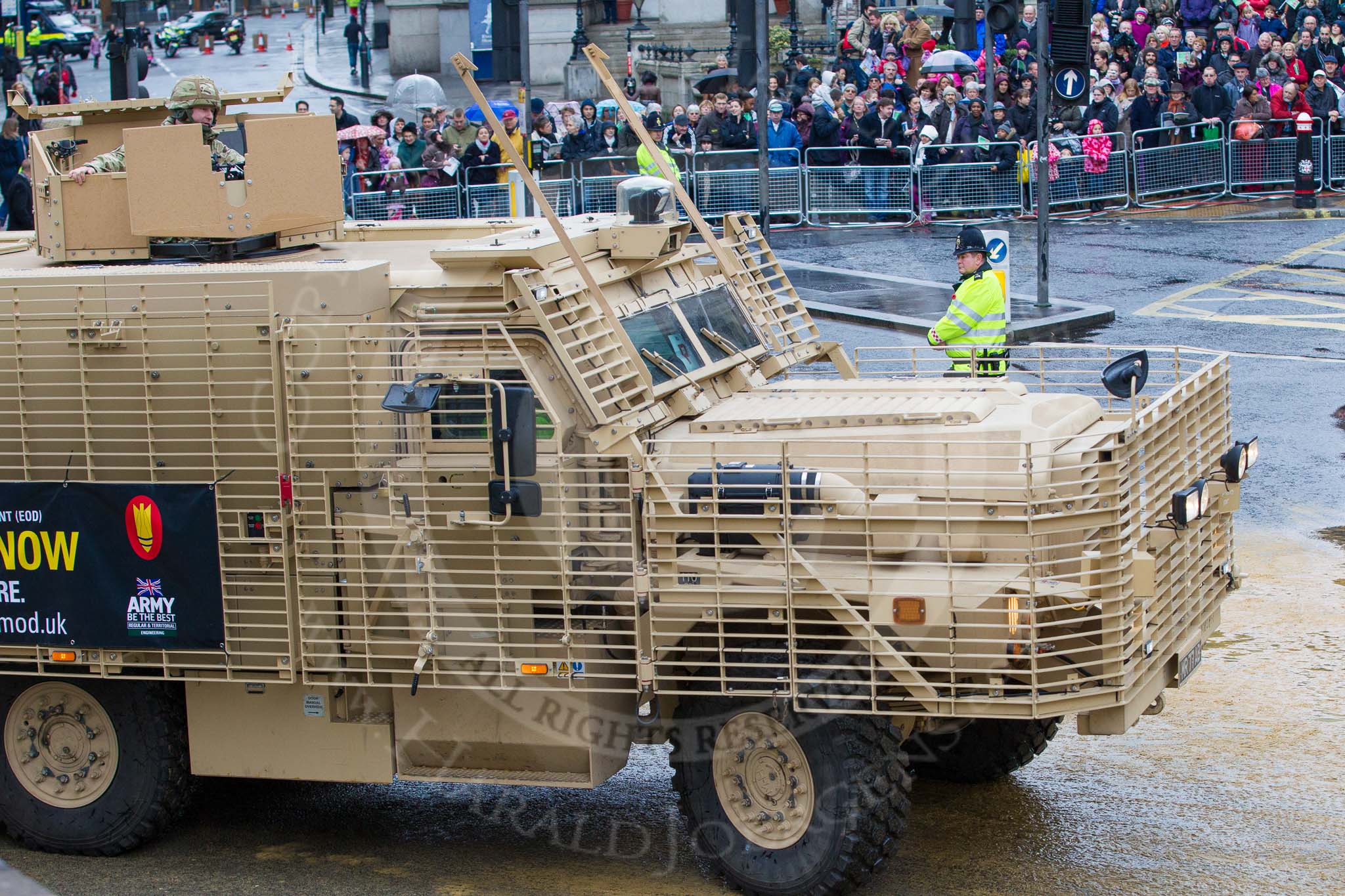 Lord Mayor's Show 2012: Entry 53 - 221 Field Squadron (Explosive Ordnance Disposal) (V)..
Press stand opposite Mansion House, City of London,
London,
Greater London,
United Kingdom,
on 10 November 2012 at 11:23, image #711