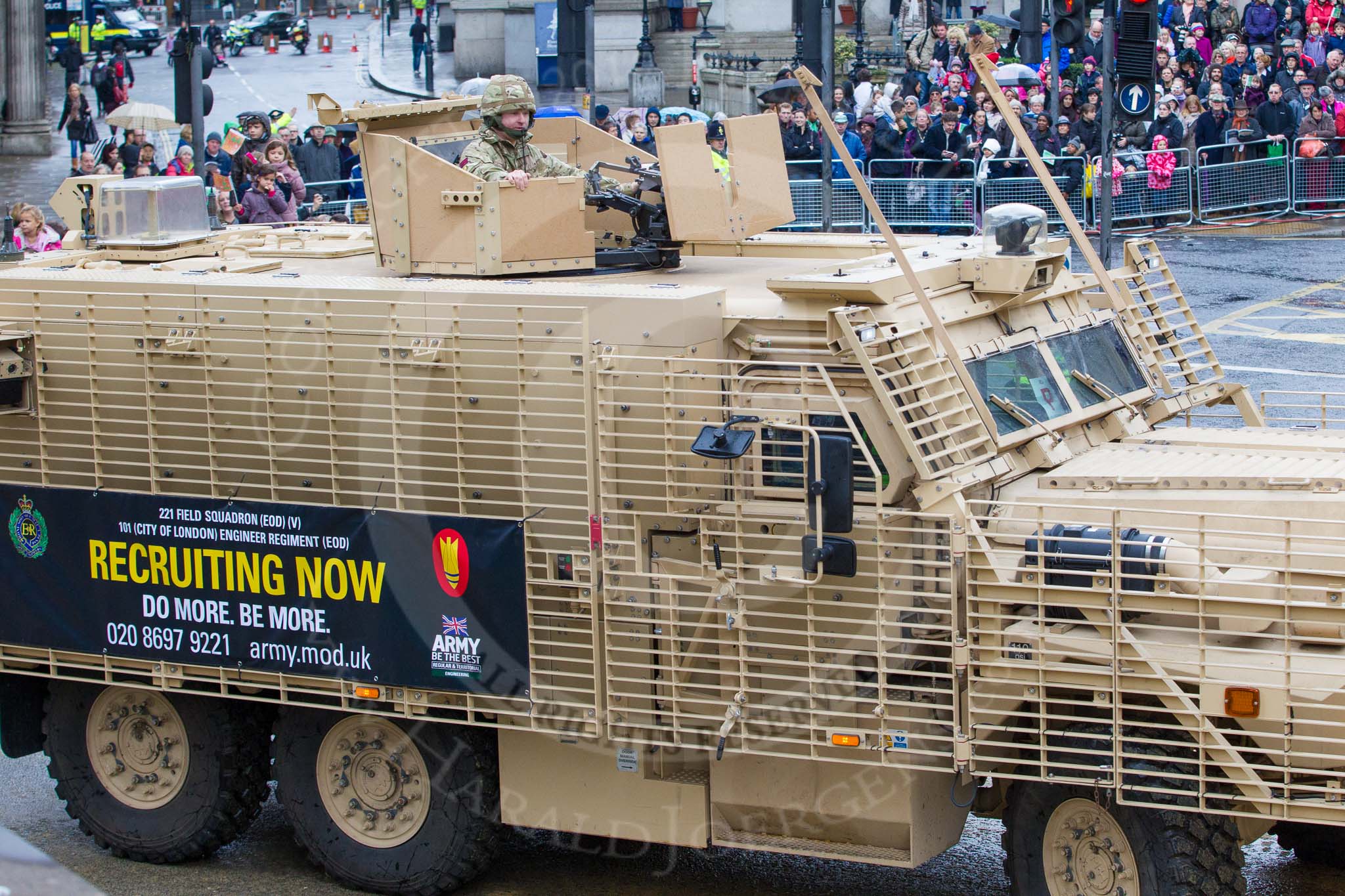 Lord Mayor's Show 2012: Entry 53 - 221 Field Squadron (Explosive Ordnance Disposal) (V)..
Press stand opposite Mansion House, City of London,
London,
Greater London,
United Kingdom,
on 10 November 2012 at 11:23, image #713