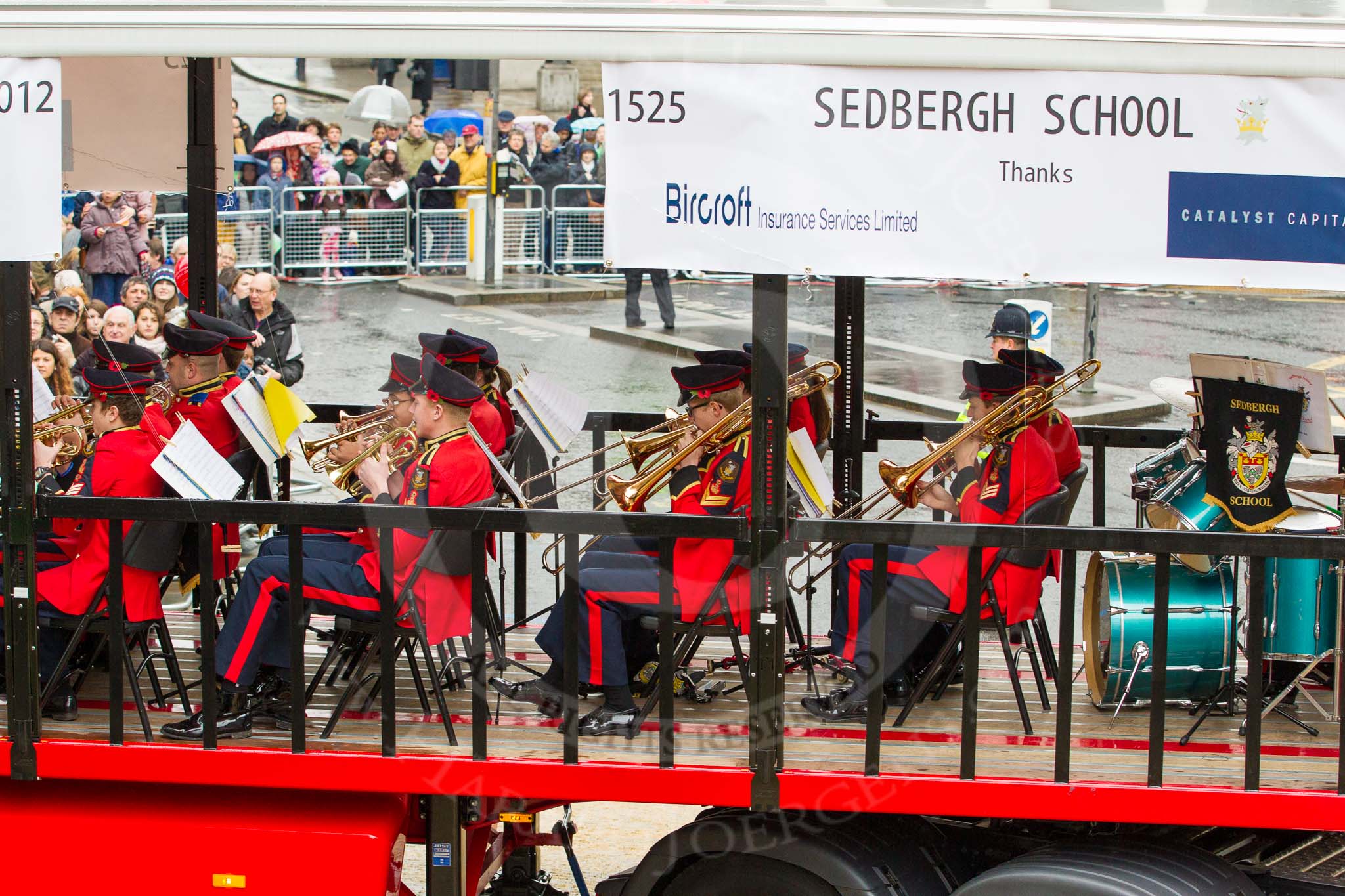 Photo 1211101125021D46193HaraldJoergens Lord Mayor's Show 2012: Entry 56 - Sedbergh School., where Lord Mayor Roger Gifford was educacted, with its CCF band..
Press stand opposite Mansion House, City of London,
London,
Greater London,
United Kingdom,
on 10 November 2012 at 11:25, image #739