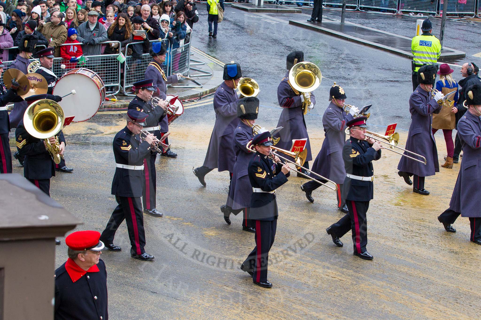 Lord Mayor's Show 2012: Entry 61 - Army Medical Services Band (V)..
Press stand opposite Mansion House, City of London,
London,
Greater London,
United Kingdom,
on 10 November 2012 at 11:27, image #799