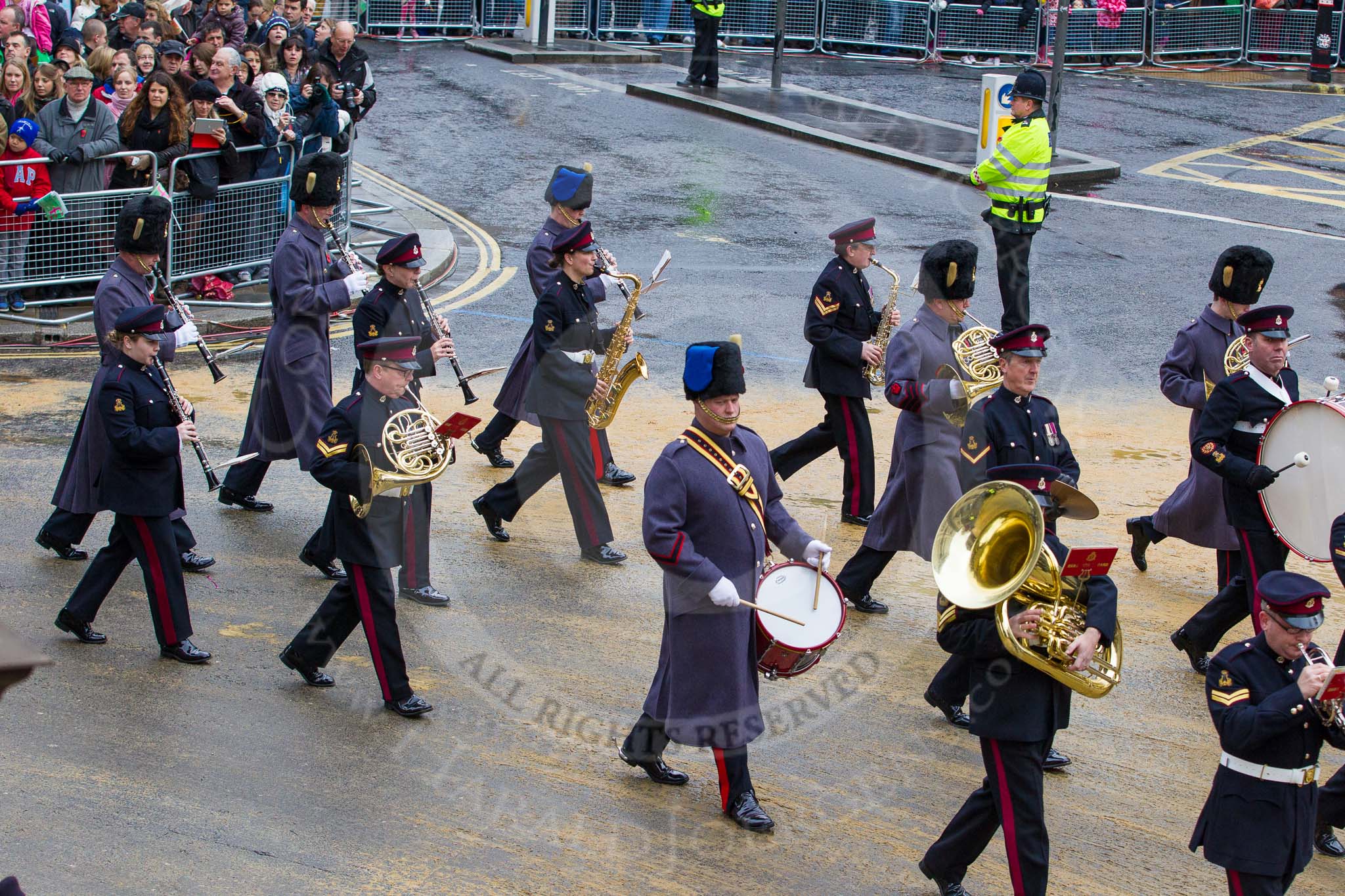 Lord Mayor's Show 2012: Entry 61 - Army Medical Services Band (V)..
Press stand opposite Mansion House, City of London,
London,
Greater London,
United Kingdom,
on 10 November 2012 at 11:28, image #803