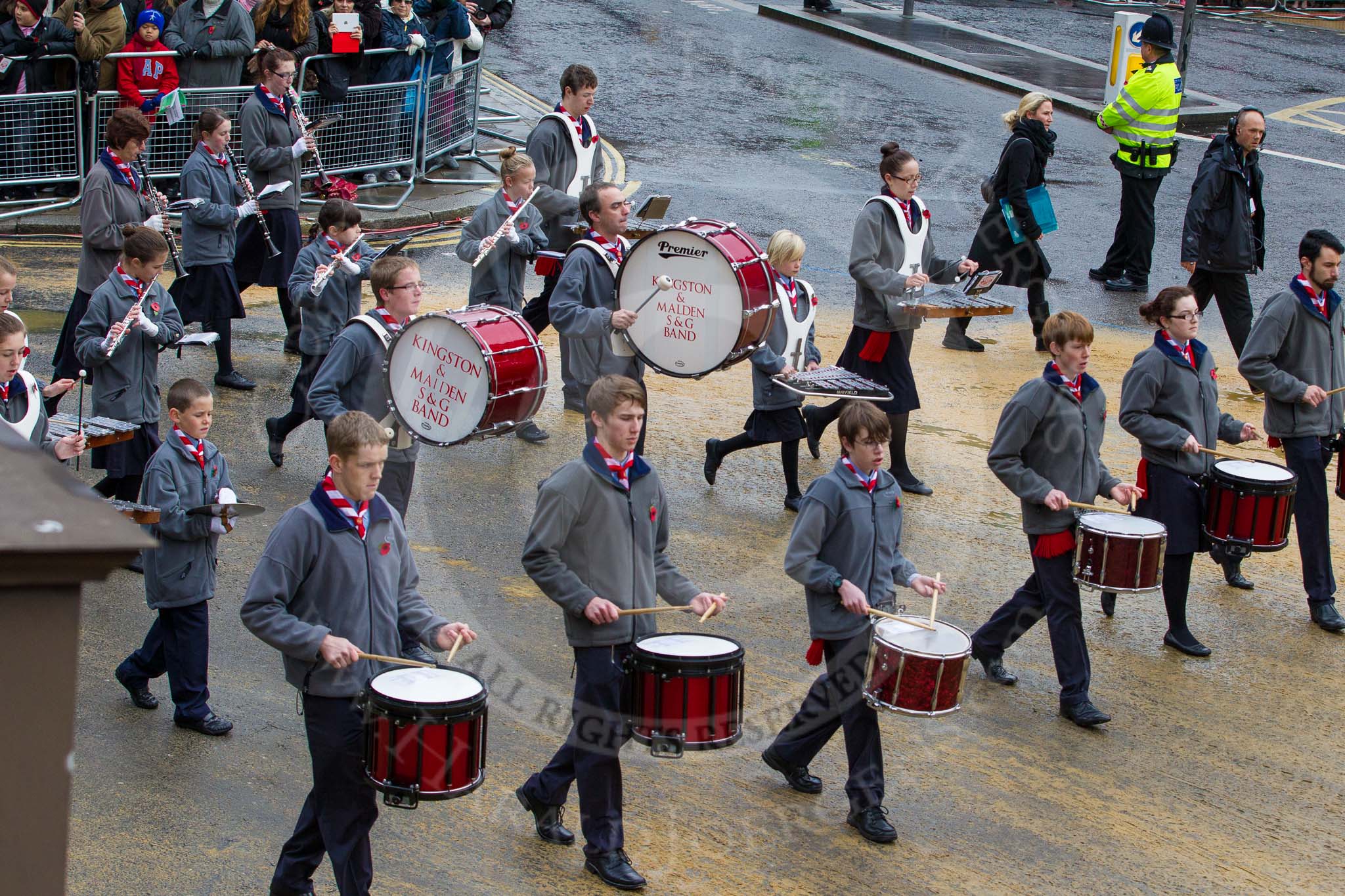 Lord Mayor's Show 2012: Entry 67 - Kingston & Malden Scout & Guide Band..
Press stand opposite Mansion House, City of London,
London,
Greater London,
United Kingdom,
on 10 November 2012 at 11:29, image #846