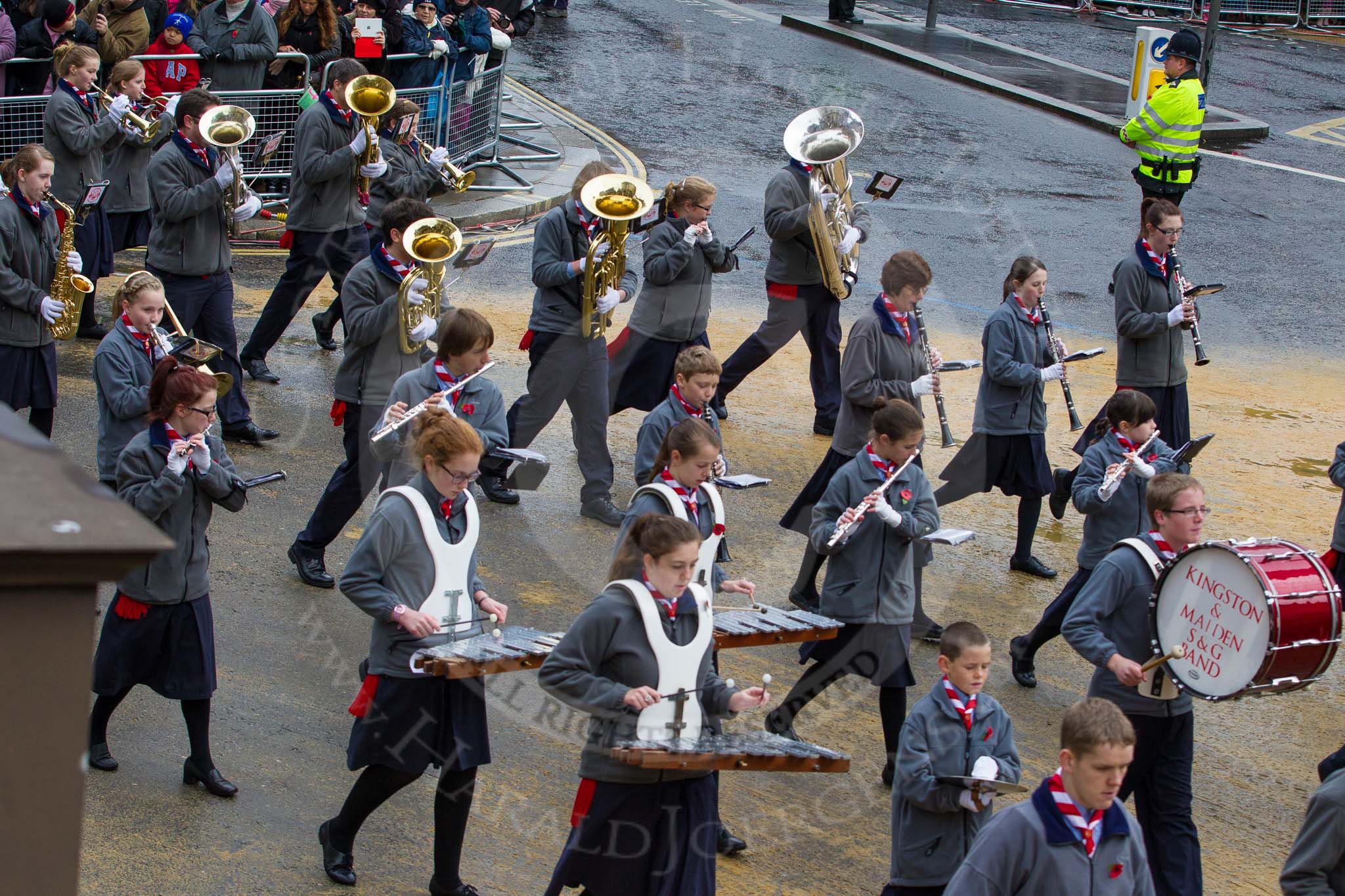 Lord Mayor's Show 2012: Entry 67 - Kingston & Malden Scout & Guide Band..
Press stand opposite Mansion House, City of London,
London,
Greater London,
United Kingdom,
on 10 November 2012 at 11:29, image #850