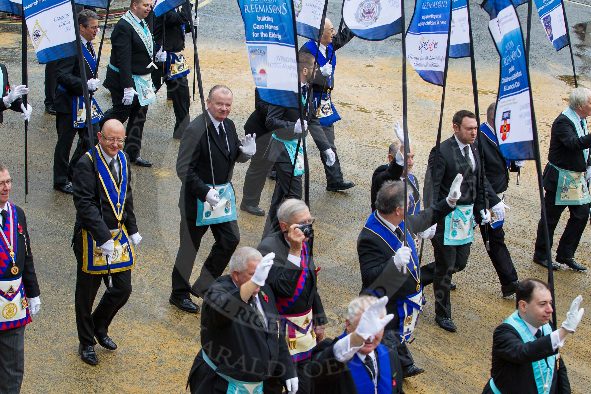 Lord Mayor's Show 2012: Entry 72 - Metropolitan Grand Lodge of London, London Freemasons..
Press stand opposite Mansion House, City of London,
London,
Greater London,
United Kingdom,
on 10 November 2012 at 11:31, image #900