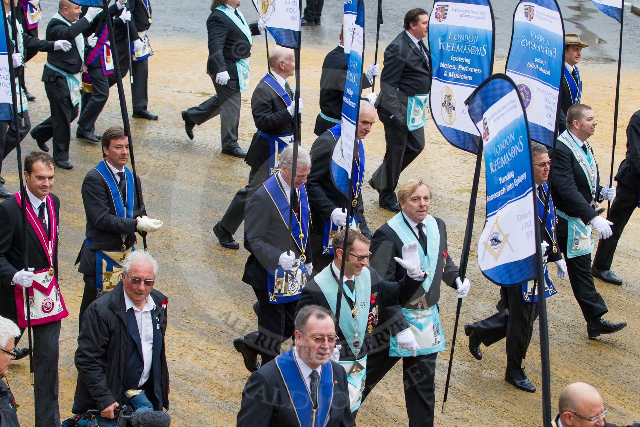 Lord Mayor's Show 2012: Entry 72 - Metropolitan Grand Lodge of London, London Freemasons..
Press stand opposite Mansion House, City of London,
London,
Greater London,
United Kingdom,
on 10 November 2012 at 11:31, image #902