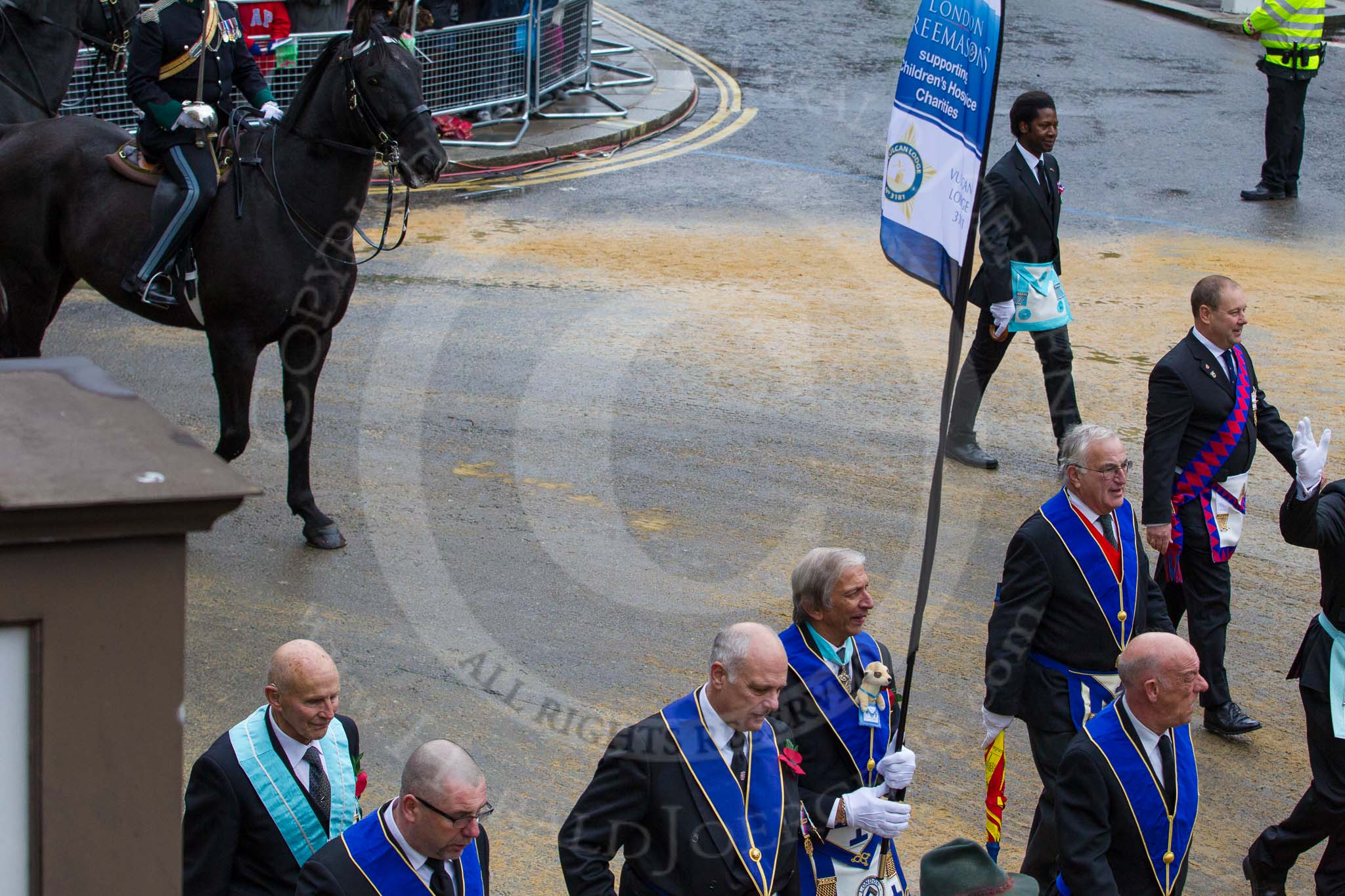 Lord Mayor's Show 2012: Entry 72 - Metropolitan Grand Lodge of London, London Freemasons..
Press stand opposite Mansion House, City of London,
London,
Greater London,
United Kingdom,
on 10 November 2012 at 11:31, image #908