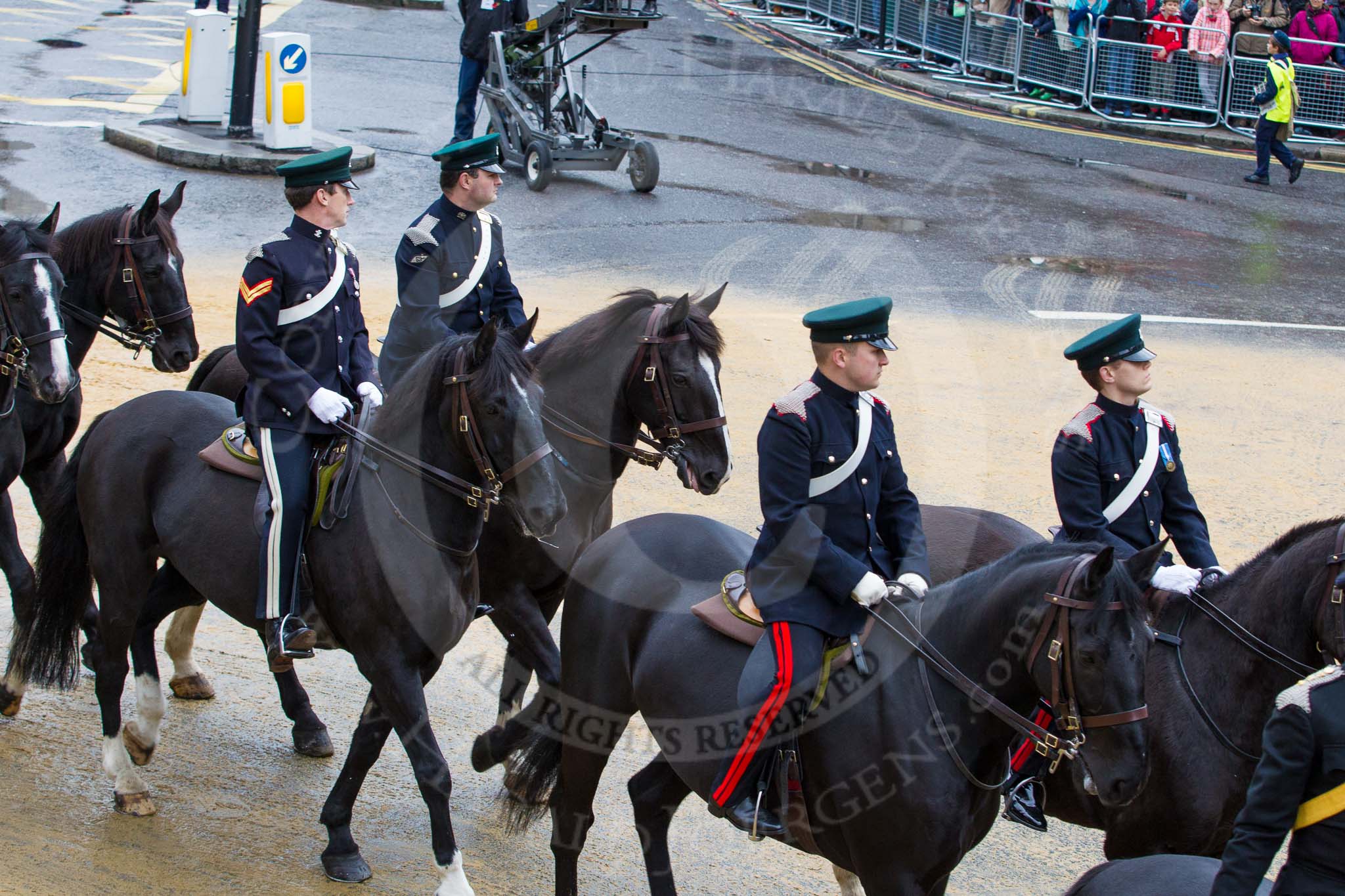 Lord Mayor's Show 2012: Entry 74 - The Band of The Royal Yeomanry (Inns of Court & City Yeomanry)..
Press stand opposite Mansion House, City of London,
London,
Greater London,
United Kingdom,
on 10 November 2012 at 11:32, image #935