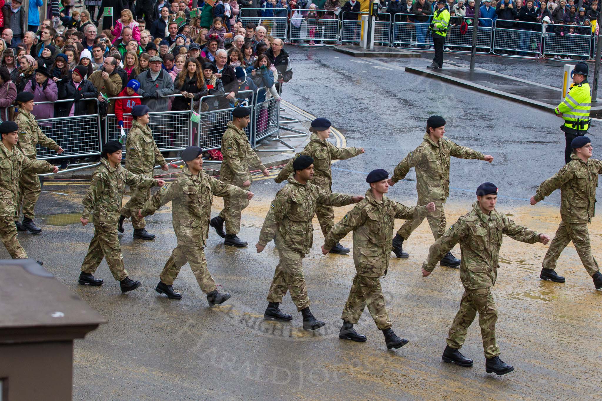 Lord Mayor's Show 2012: Entry 74 - The Band of The Royal Yeomanry (Inns of Court & City Yeomanry)..
Press stand opposite Mansion House, City of London,
London,
Greater London,
United Kingdom,
on 10 November 2012 at 11:32, image #940