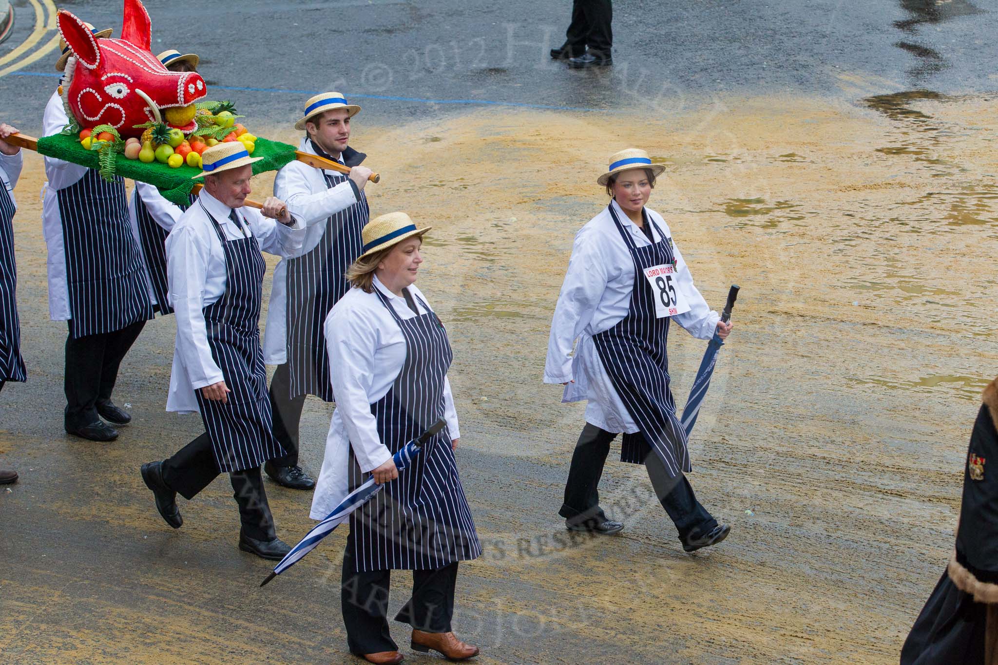 Lord Mayor's Show 2012: Entry 85 - Worshipful Company of Butchers..
Press stand opposite Mansion House, City of London,
London,
Greater London,
United Kingdom,
on 10 November 2012 at 11:37, image #1109