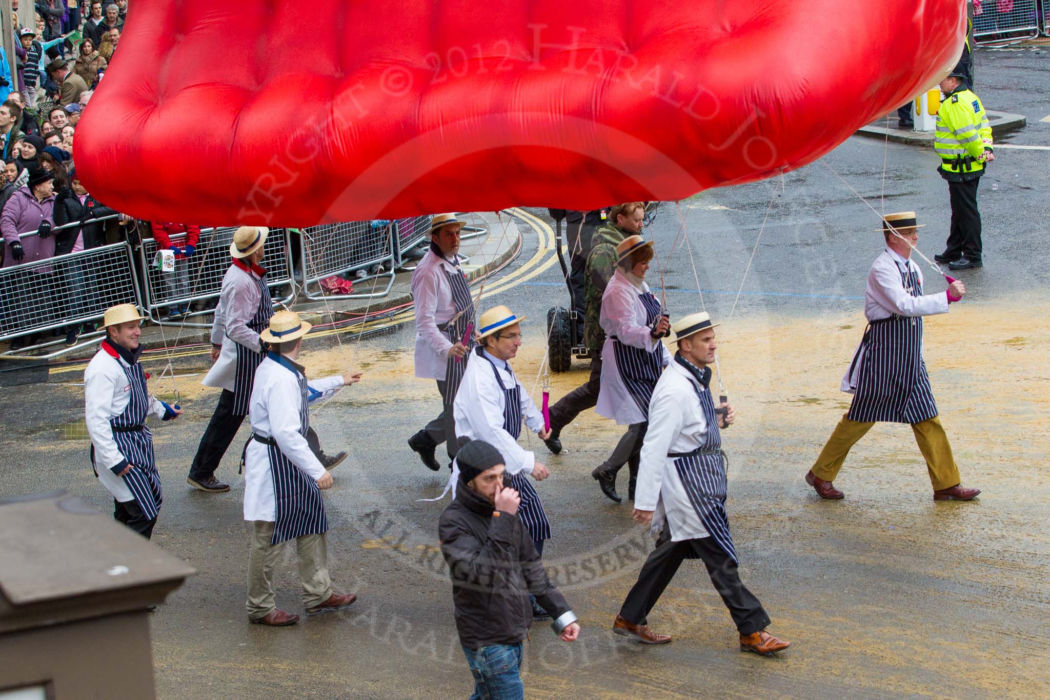 Lord Mayor's Show 2012: Entry 85 - Worshipful Company of Butchers..
Press stand opposite Mansion House, City of London,
London,
Greater London,
United Kingdom,
on 10 November 2012 at 11:38, image #1112