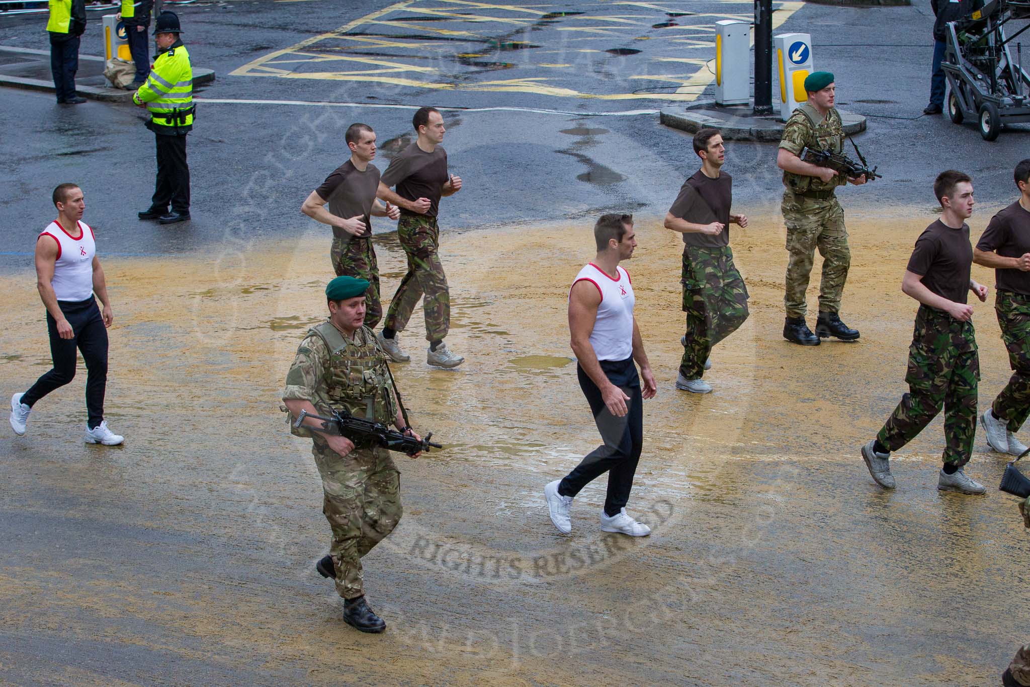 Lord Mayor's Show 2012: Entry 91 - 131 Independent Commando Squadron RE (Volunteers)..
Press stand opposite Mansion House, City of London,
London,
Greater London,
United Kingdom,
on 10 November 2012 at 11:39, image #1199