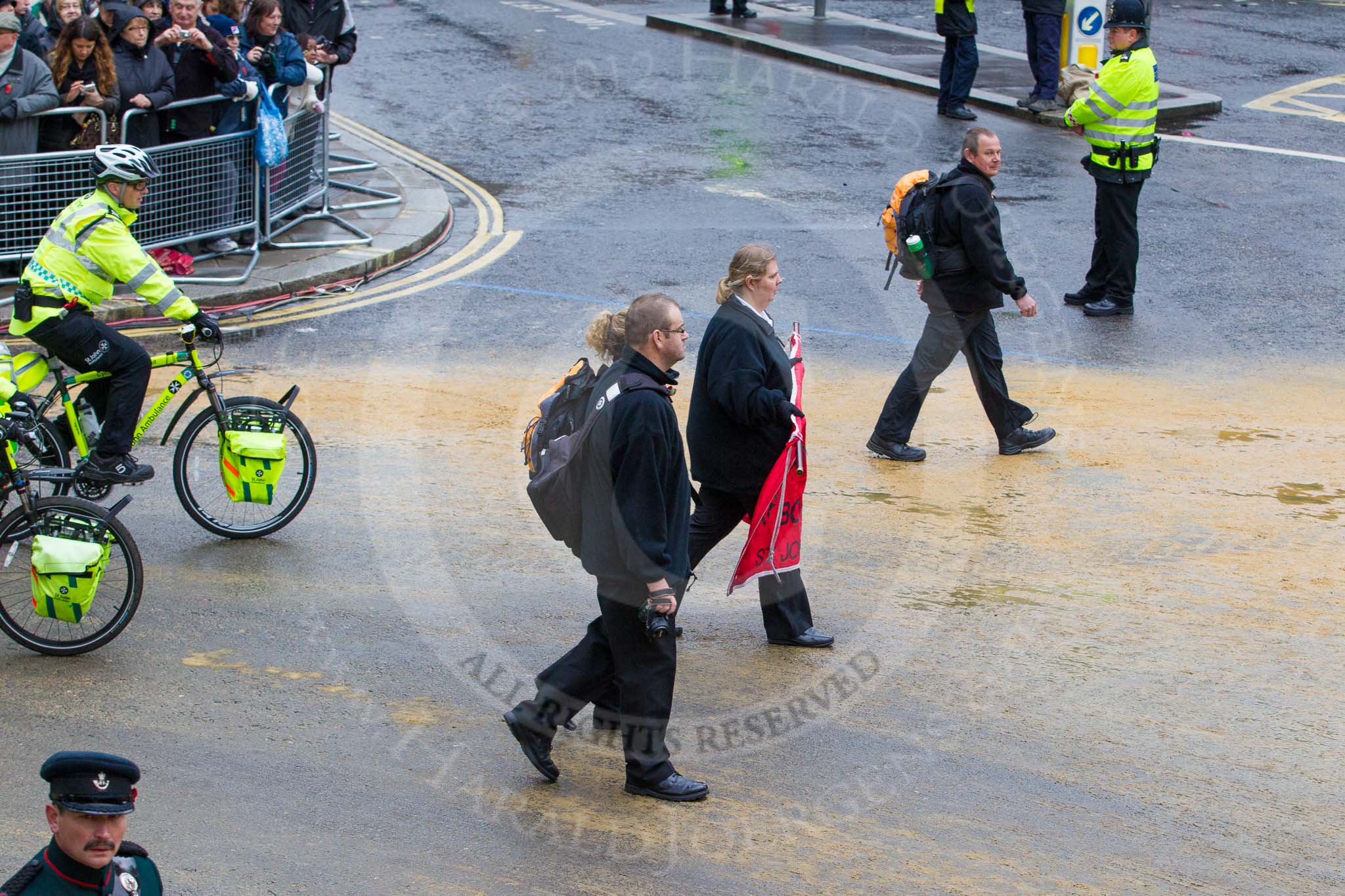 Lord Mayor's Show 2012: Entry 92 - St John Ambulance Talbot Corps of Drums..
Press stand opposite Mansion House, City of London,
London,
Greater London,
United Kingdom,
on 10 November 2012 at 11:41, image #1217