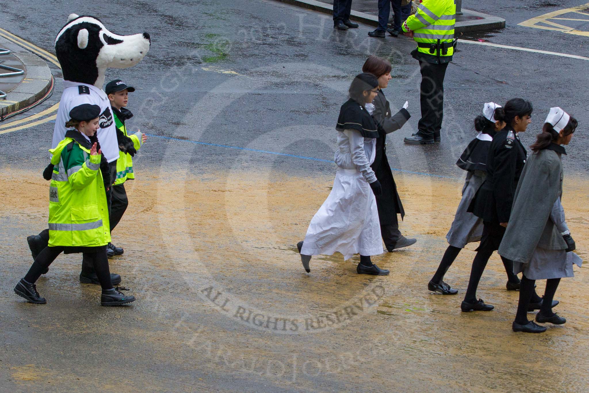 Lord Mayor's Show 2012: Entry 92 - St John Ambulance Talbot Corps of Drums..
Press stand opposite Mansion House, City of London,
London,
Greater London,
United Kingdom,
on 10 November 2012 at 11:41, image #1224