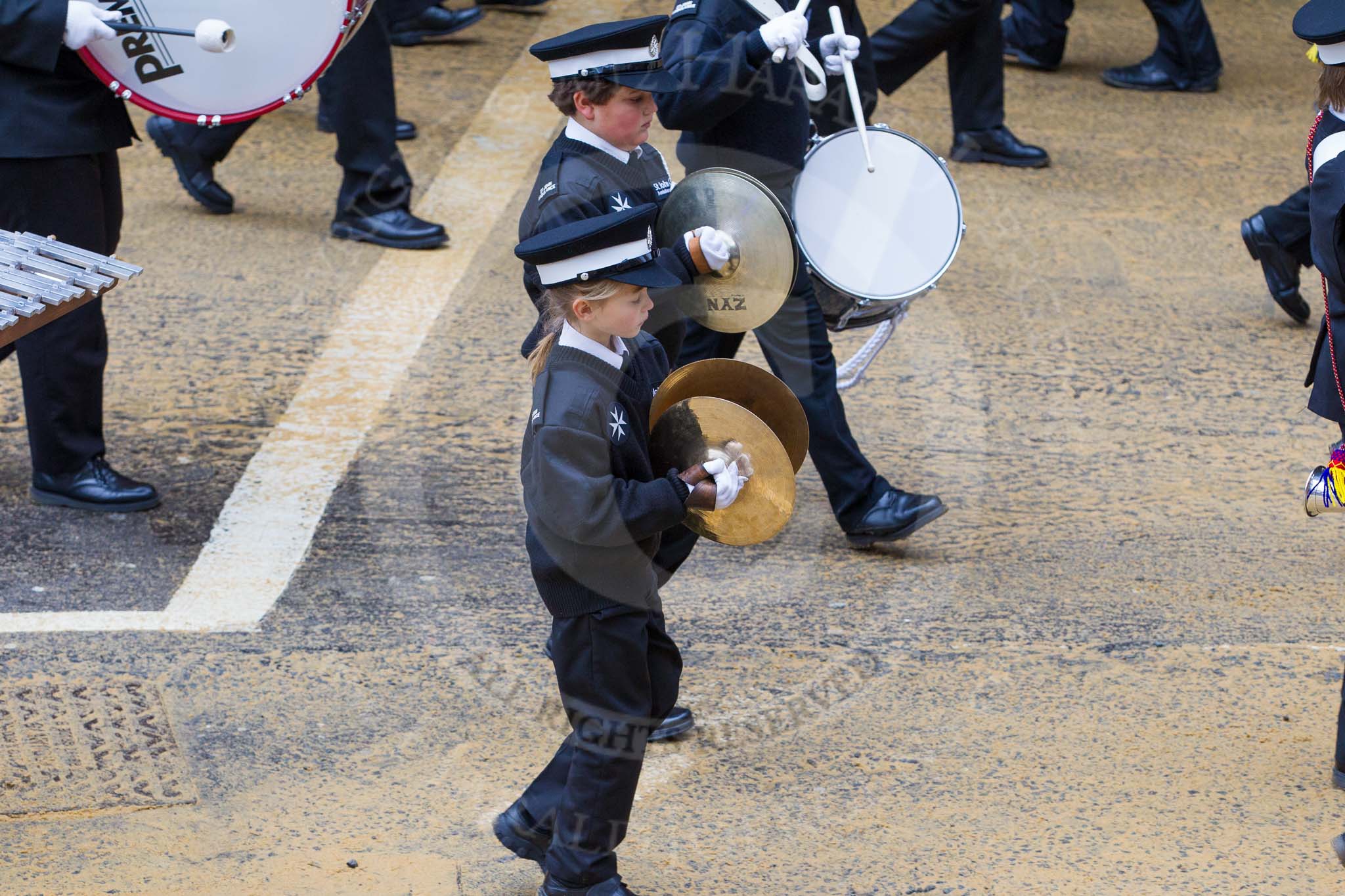 Lord Mayor's Show 2012: Entry 92 - St John Ambulance Talbot Corps of Drums..
Press stand opposite Mansion House, City of London,
London,
Greater London,
United Kingdom,
on 10 November 2012 at 11:41, image #1228