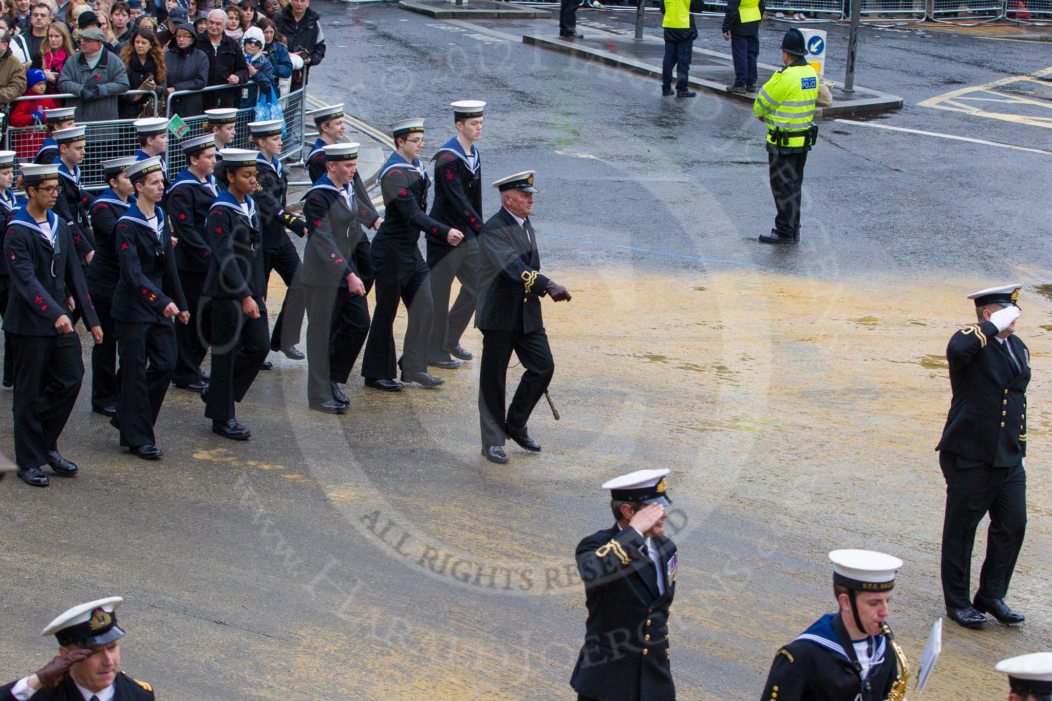 Lord Mayor's Show 2012: Entry 99 - Sea Cadet Corps (London Area)..
Press stand opposite Mansion House, City of London,
London,
Greater London,
United Kingdom,
on 10 November 2012 at 11:45, image #1318