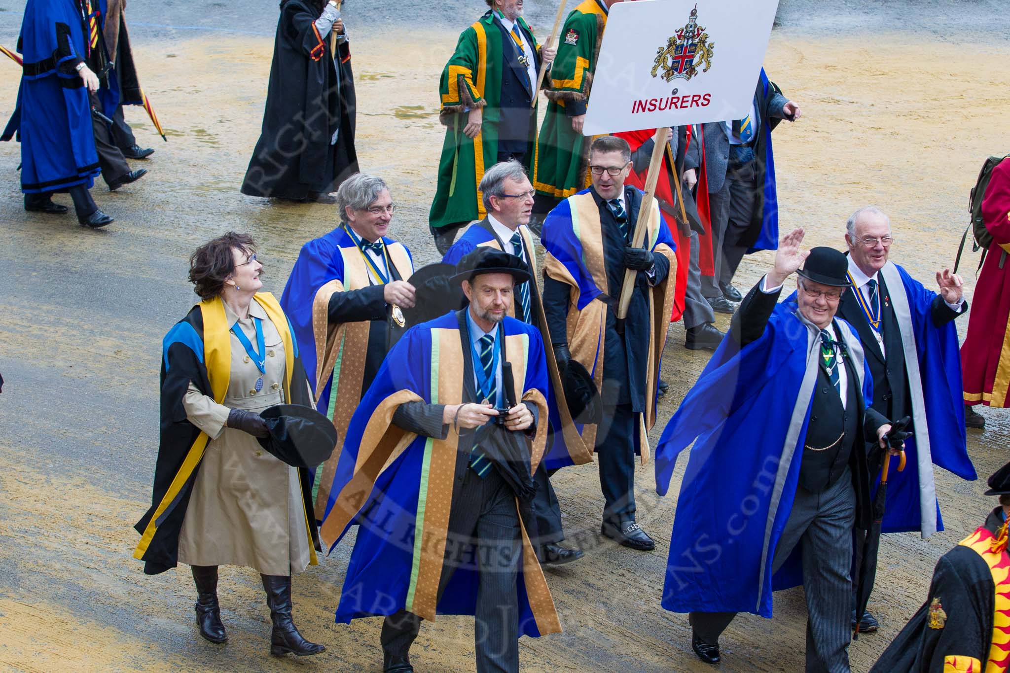 Lord Mayor's Show 2012: Entrry 104 - Modern Livery Companies, representing 26 Livery Companies..
Press stand opposite Mansion House, City of London,
London,
Greater London,
United Kingdom,
on 10 November 2012 at 11:51, image #1420