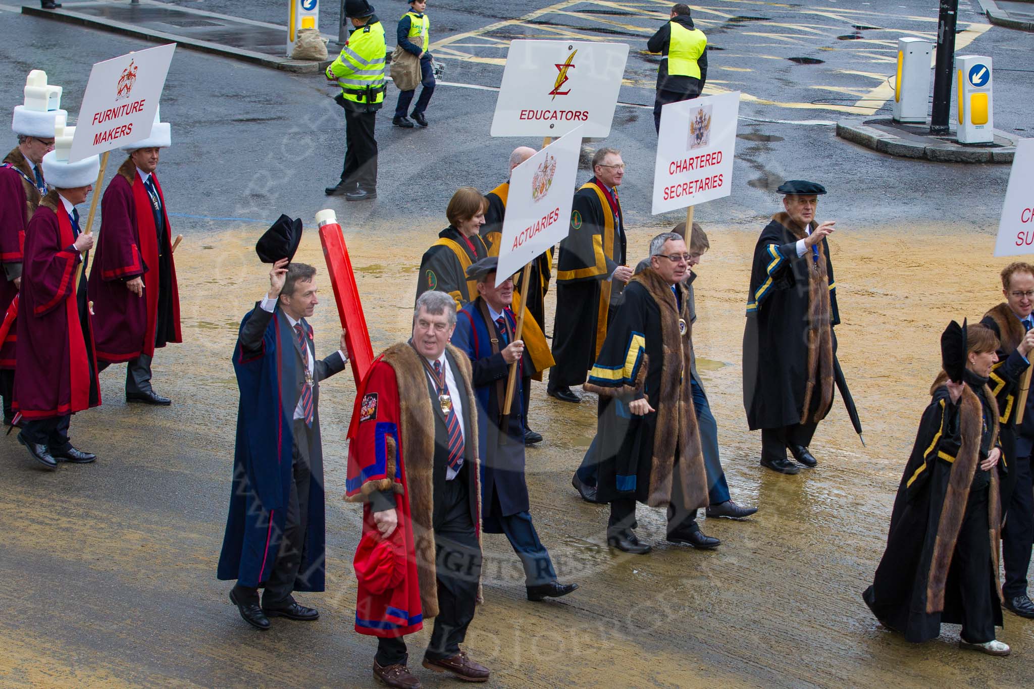 Lord Mayor's Show 2012: Entrry 104 - Modern Livery Companies, representing 26 Livery Companies..
Press stand opposite Mansion House, City of London,
London,
Greater London,
United Kingdom,
on 10 November 2012 at 11:51, image #1433