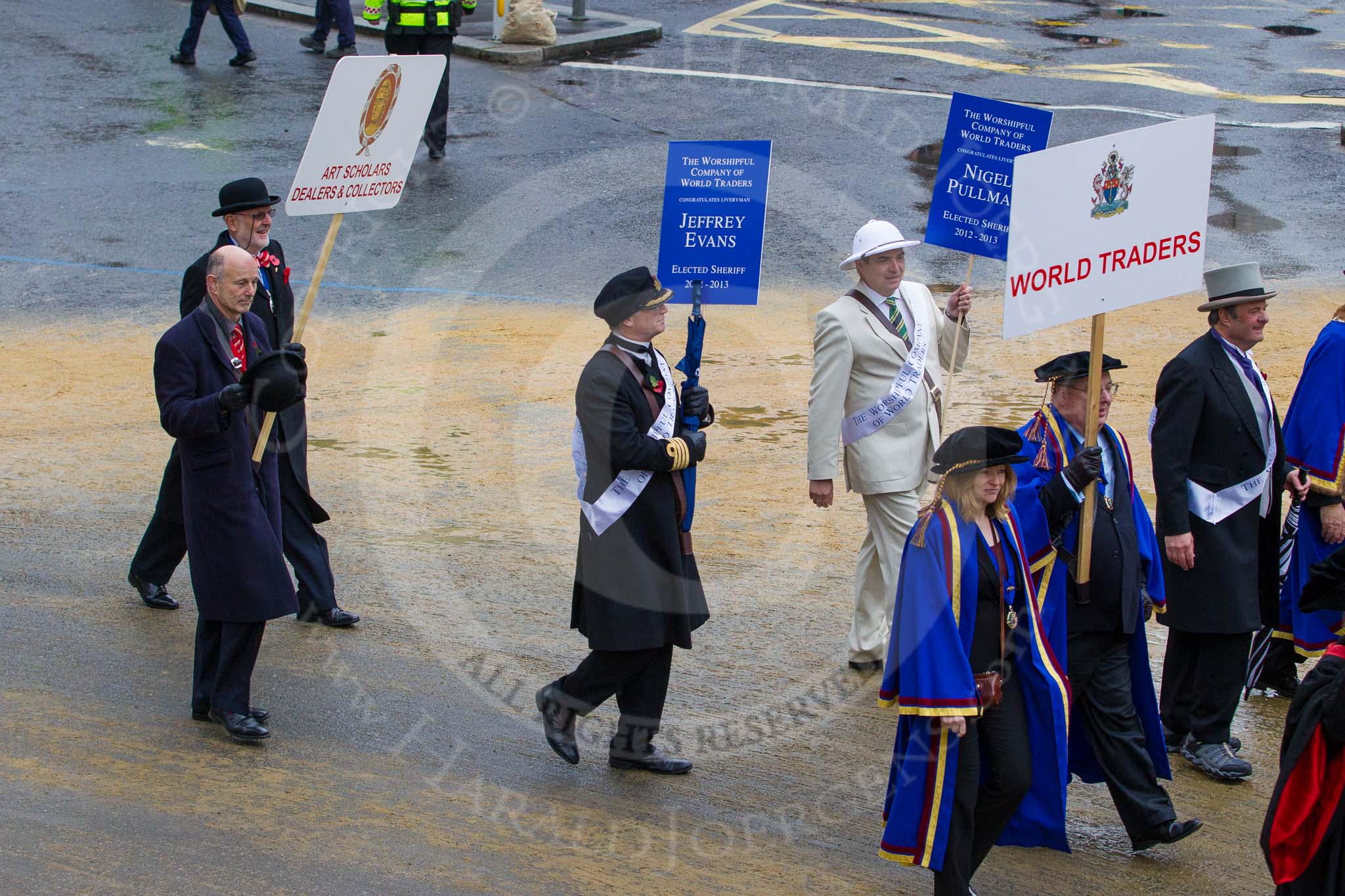 Lord Mayor's Show 2012: Entrry 104 - Modern Livery Companies, representing 26 Livery Companies..
Press stand opposite Mansion House, City of London,
London,
Greater London,
United Kingdom,
on 10 November 2012 at 11:51, image #1441