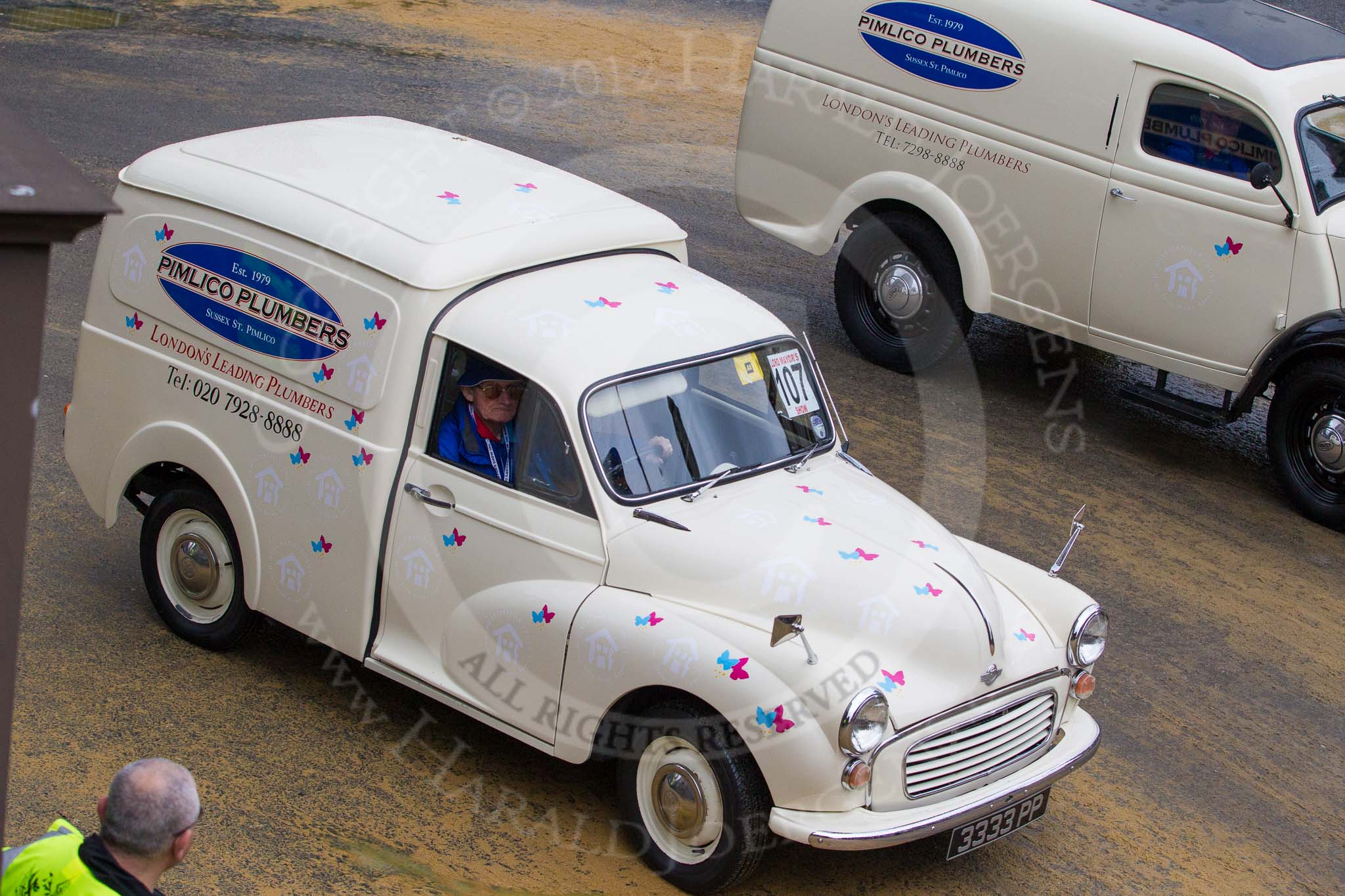 Lord Mayor's Show 2012: Entry 107 - Pimlico Plumbers..
Press stand opposite Mansion House, City of London,
London,
Greater London,
United Kingdom,
on 10 November 2012 at 11:54, image #1509